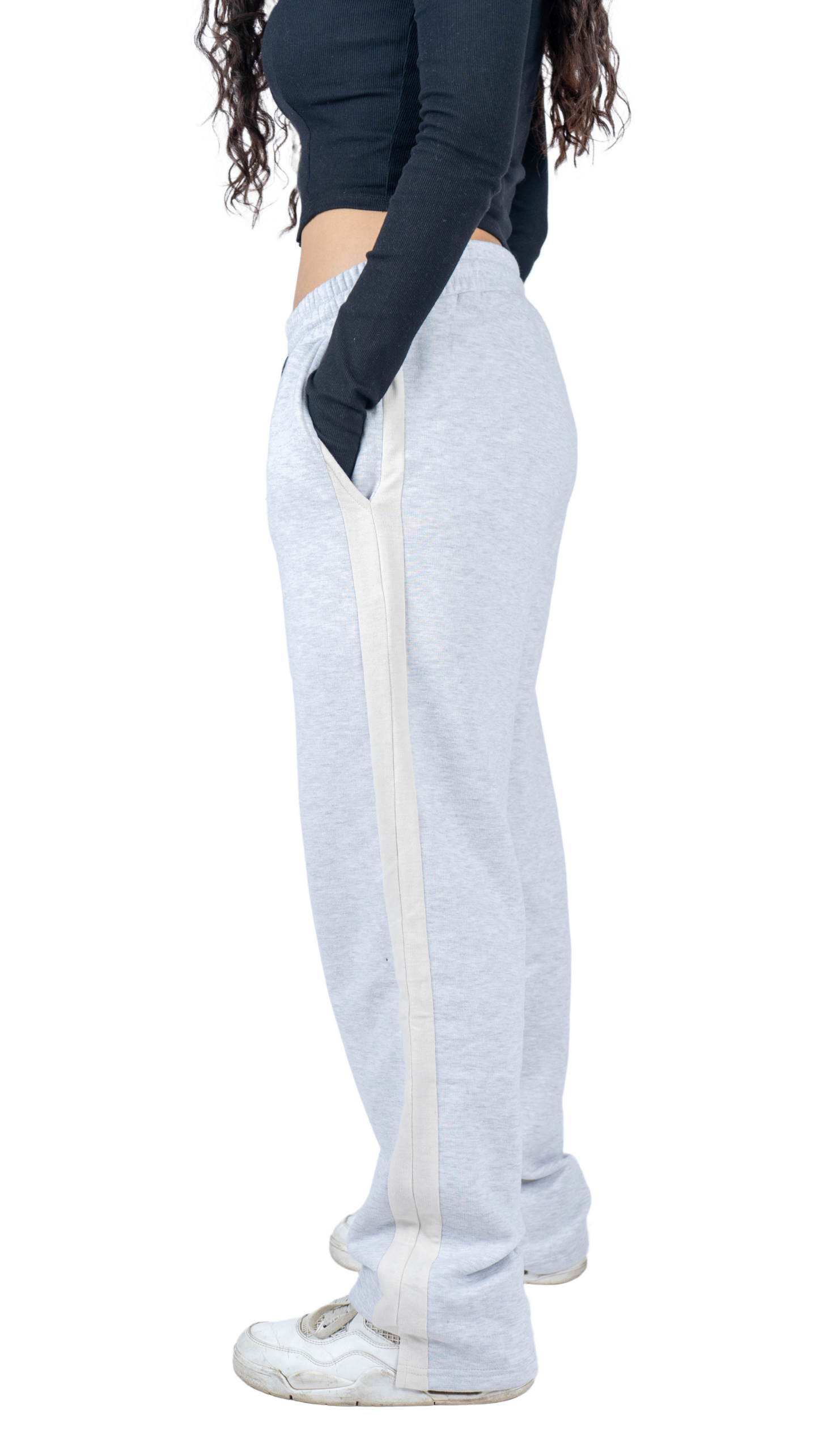 LINED PANTS - Gray in beige