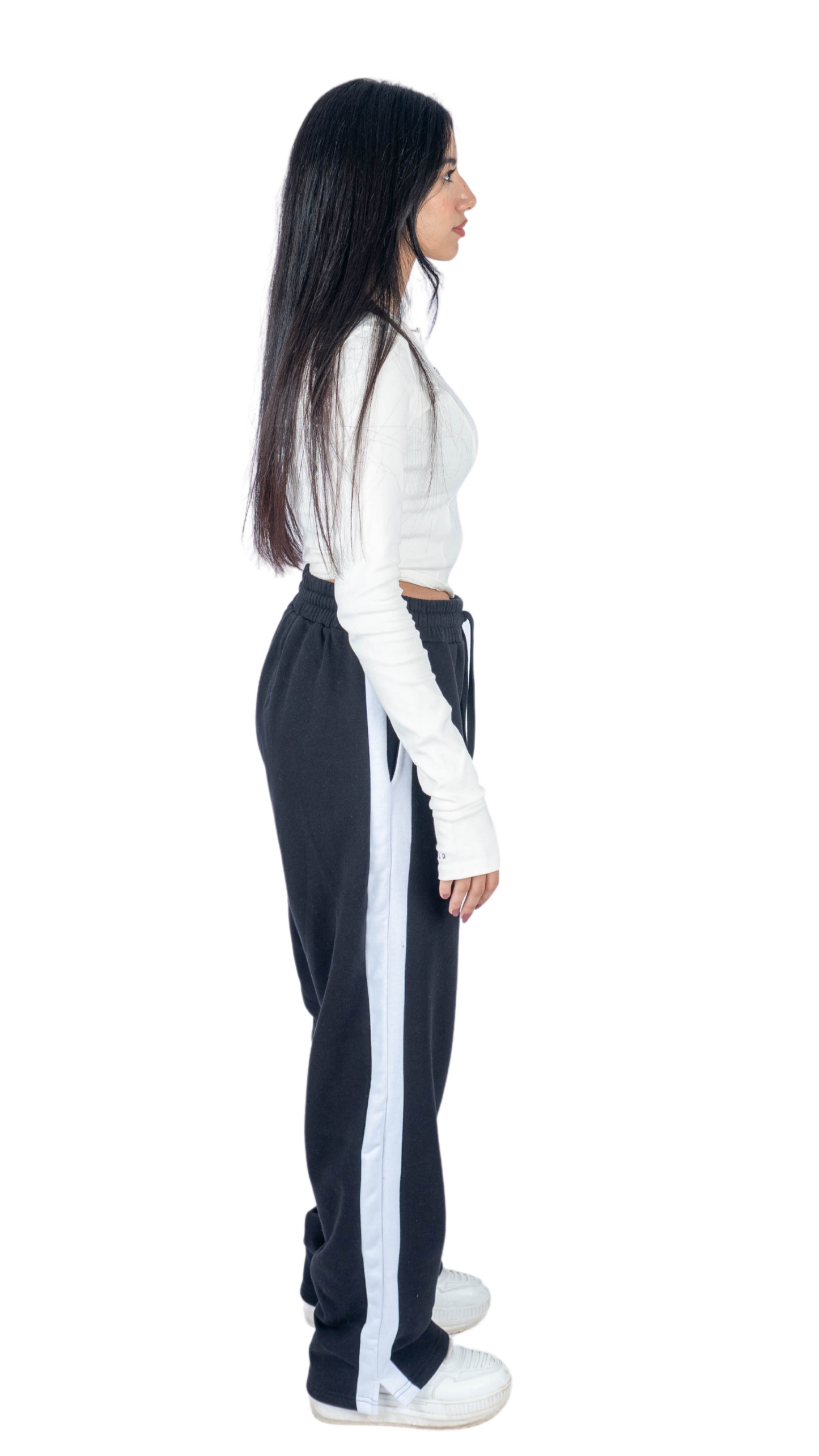 LINED PANTS - black in white