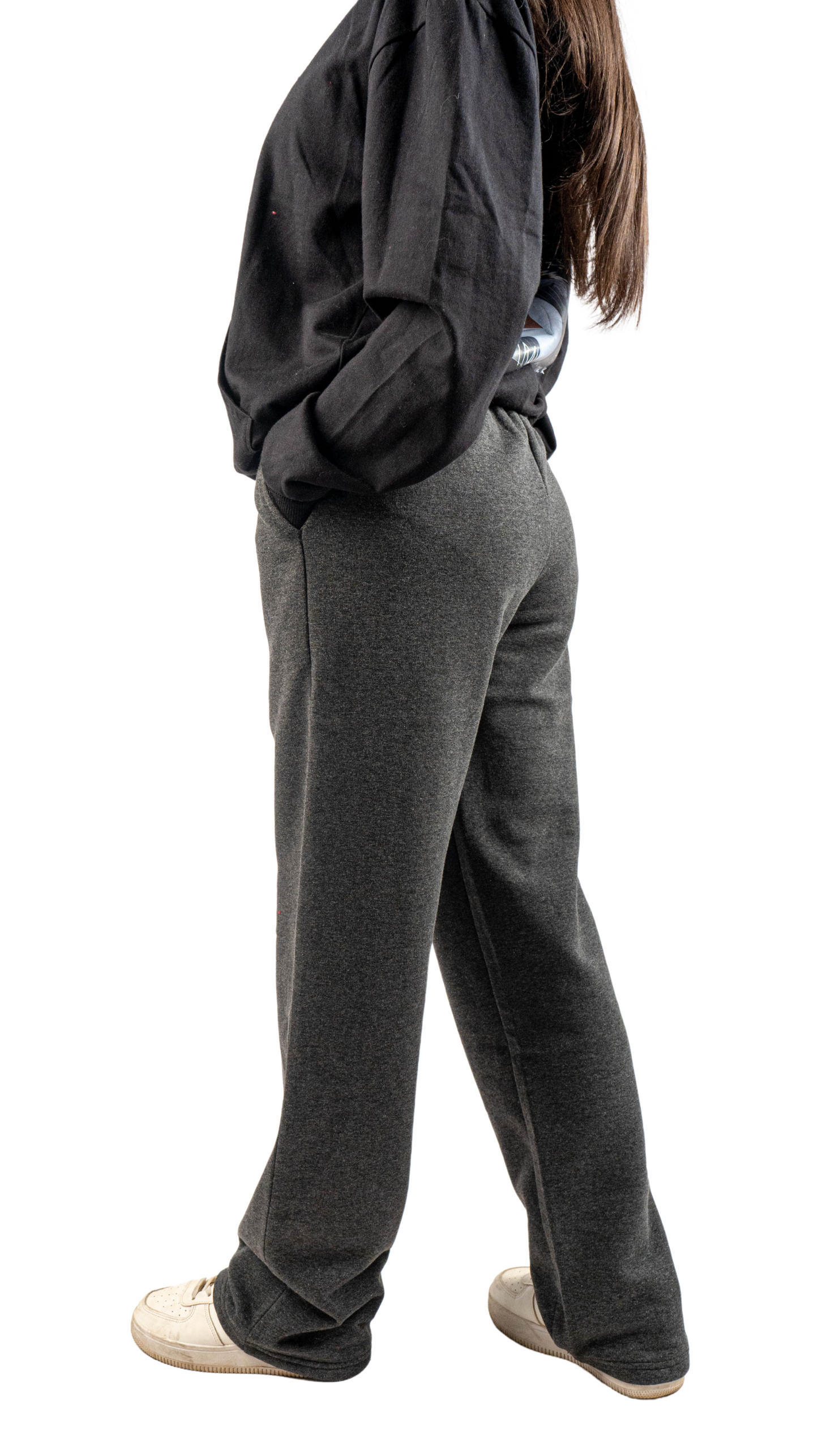 Gray wide leg basic Pants