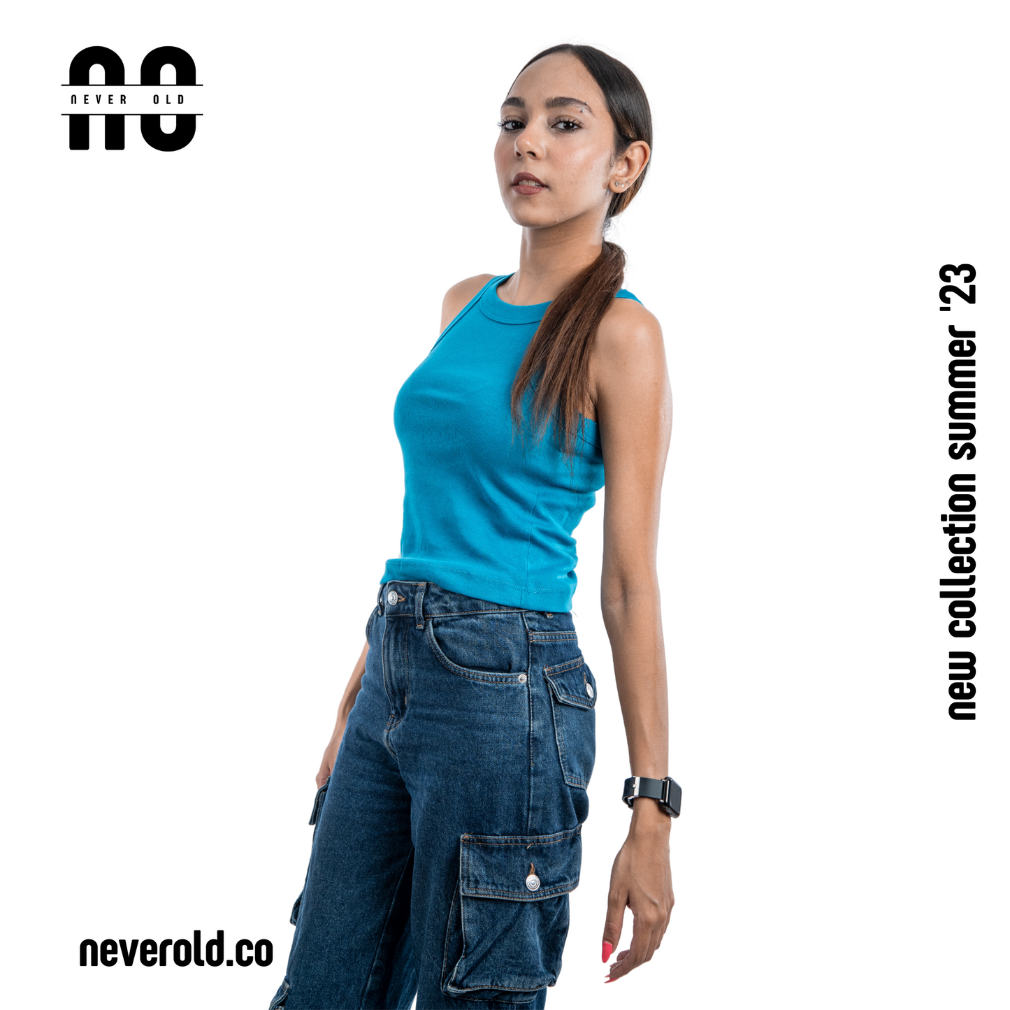 low crop top - pacific blue