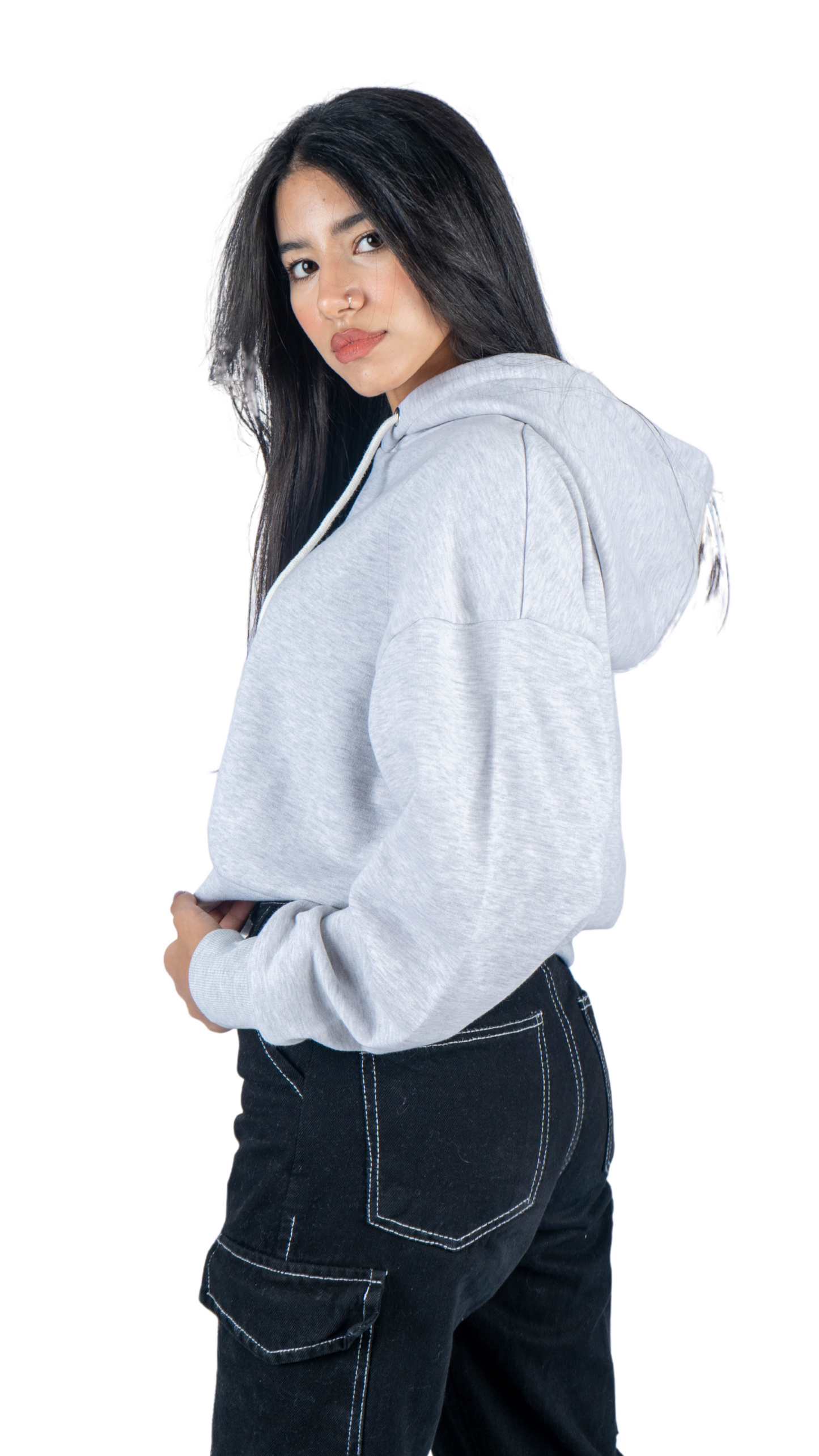 Crop hoodie - Gray