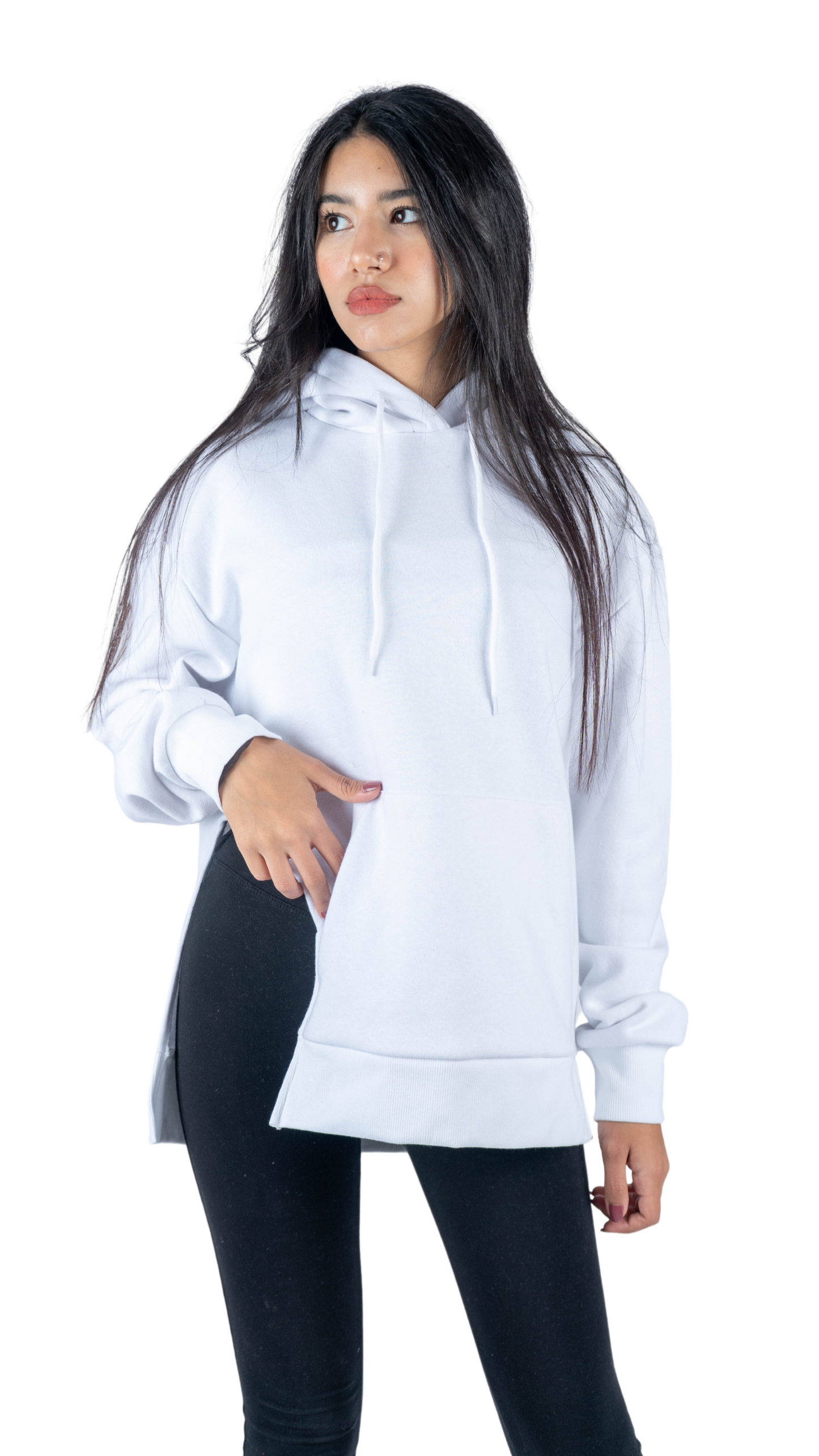 One side hoodie cut - white