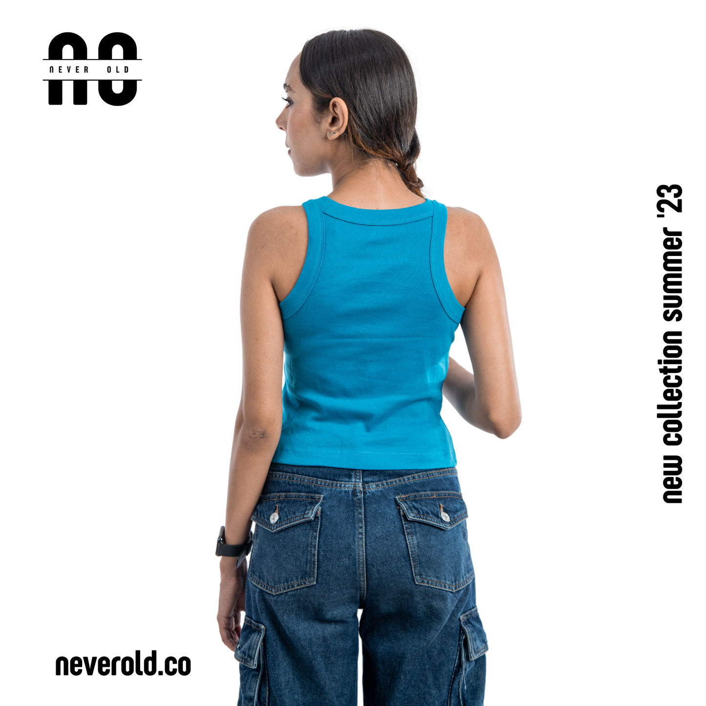 low crop top - pacific blue