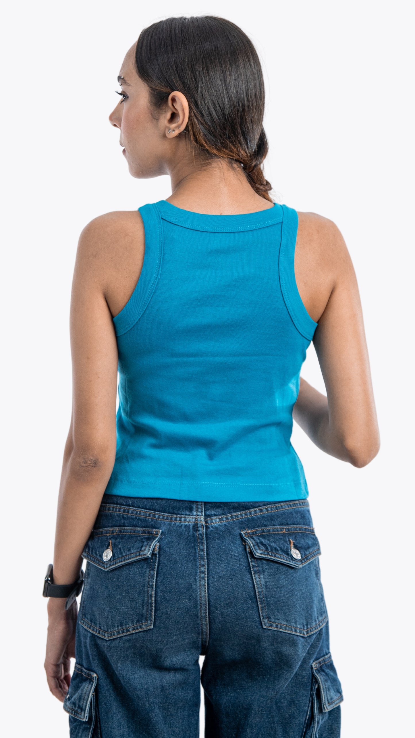 low crop top - pacific blue