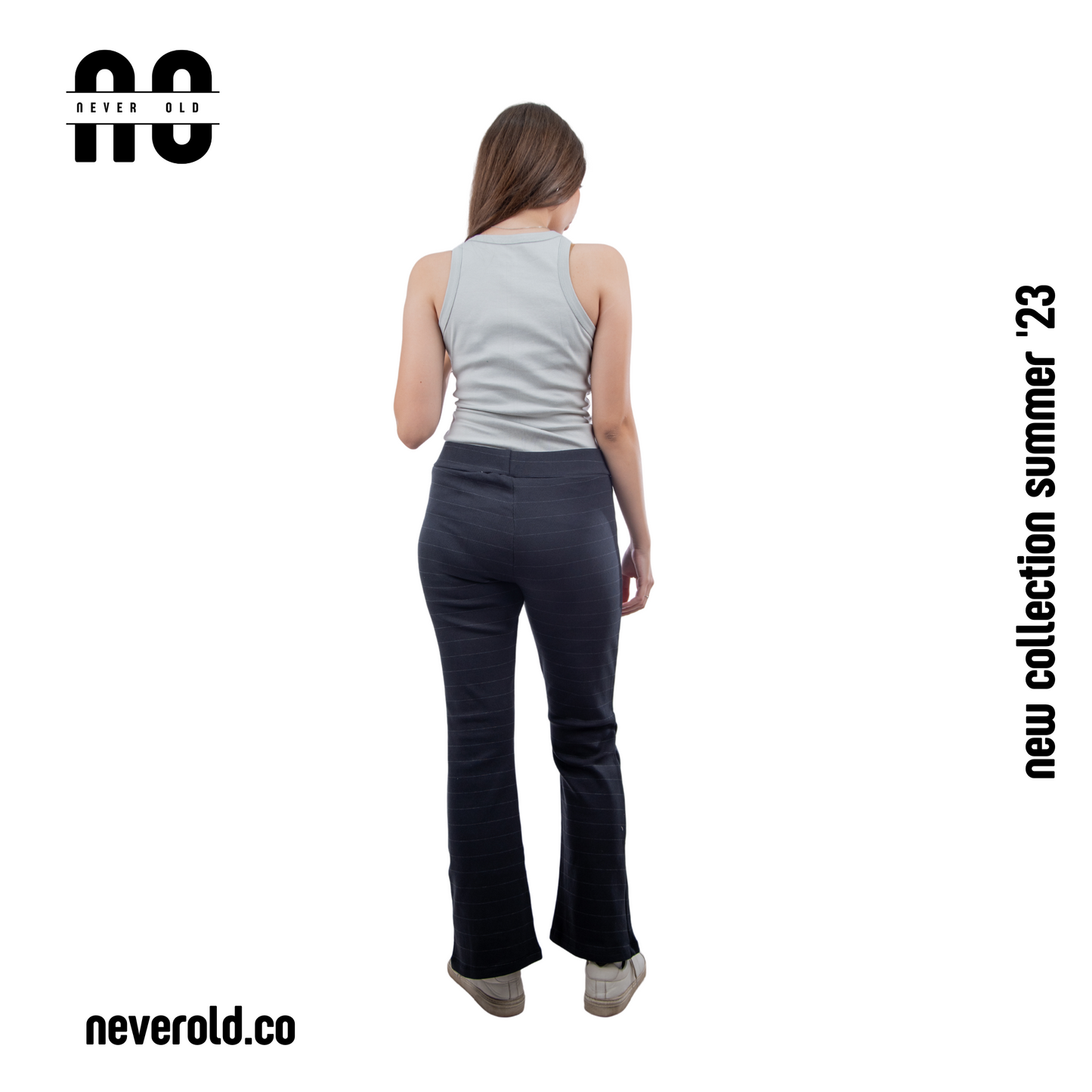 بنطال مضلع - أسود في خط أبيض