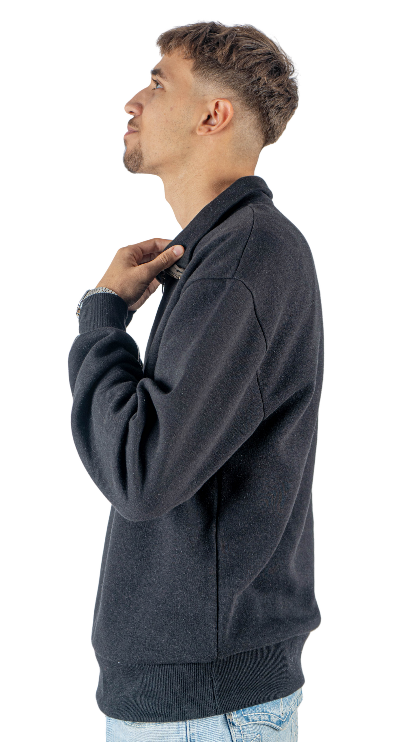 quarter zipper - black