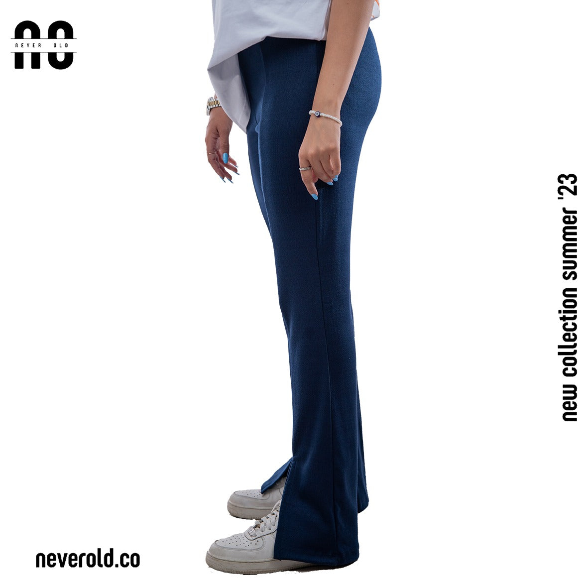 بنطال مضلع - أزرق غامق