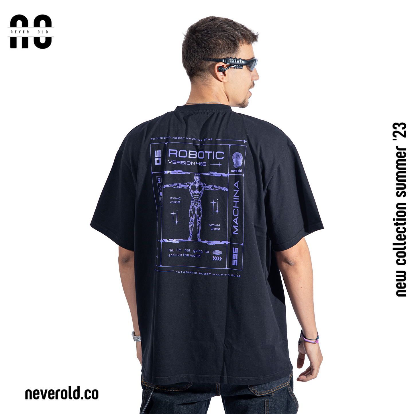 تي شيرت روبوتي - أسود
