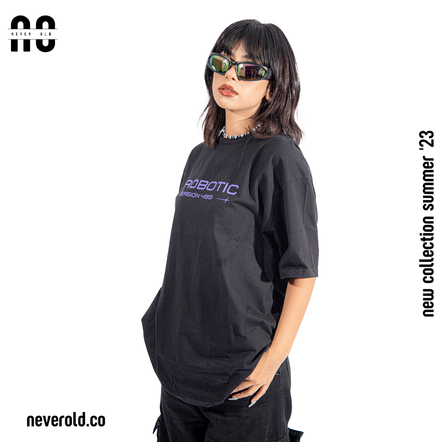 تي شيرت روبوتي - أسود