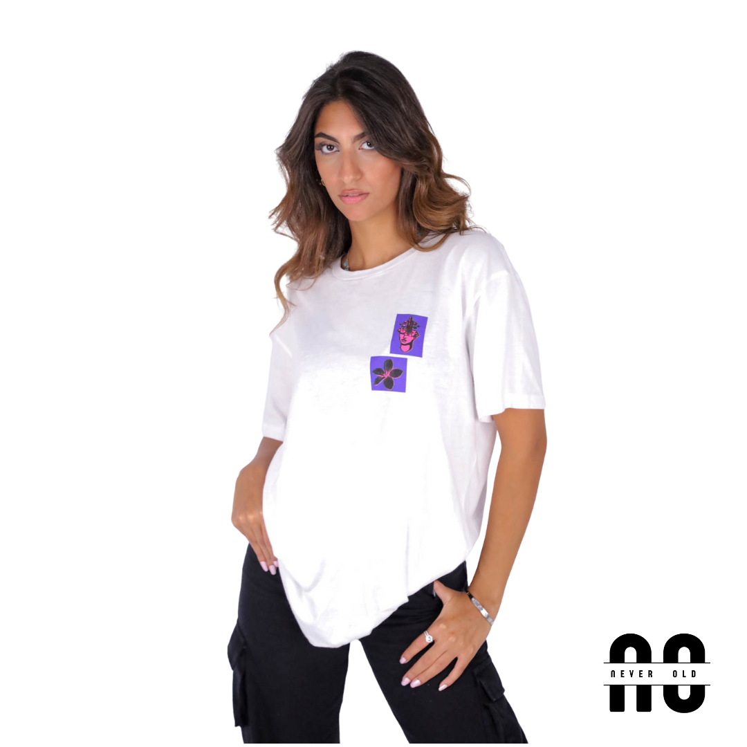 تيشيرت مطبوع برقبة دائرية للجنسين من GROW POSITIVE THOUGHTS - أبيض