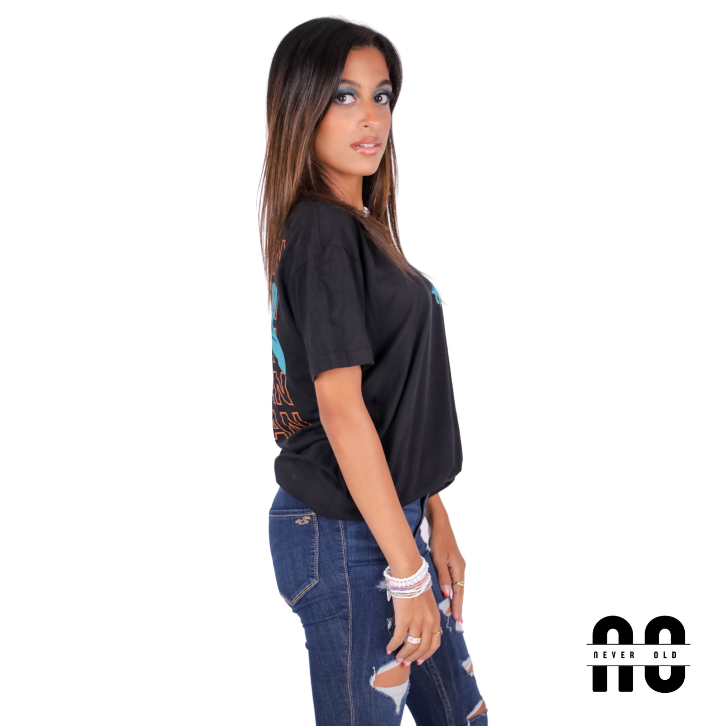 Ocean Round Neck Printed T-shirt - Black