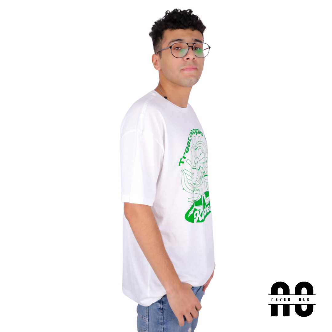 TREAT PEOPLE WITH KINDNESS Printed Round Nick T-shirt - White