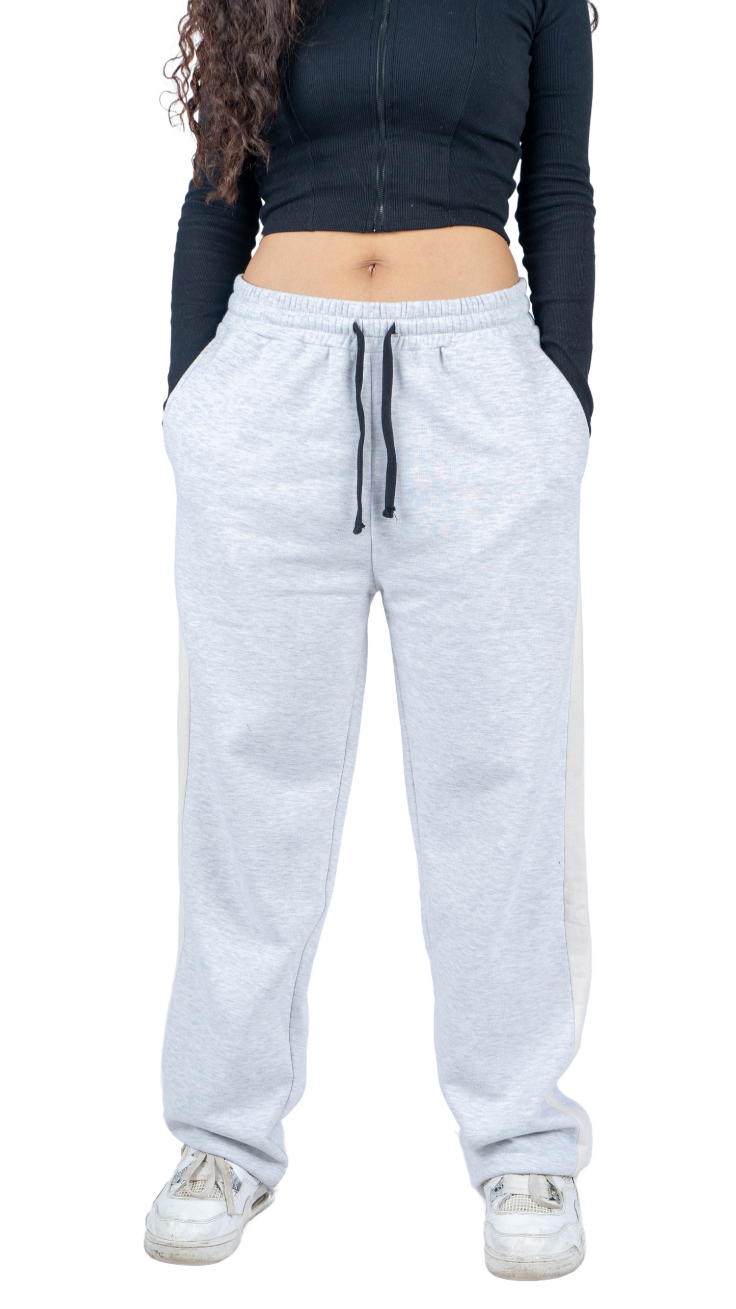 LINED PANTS - Gray in beige