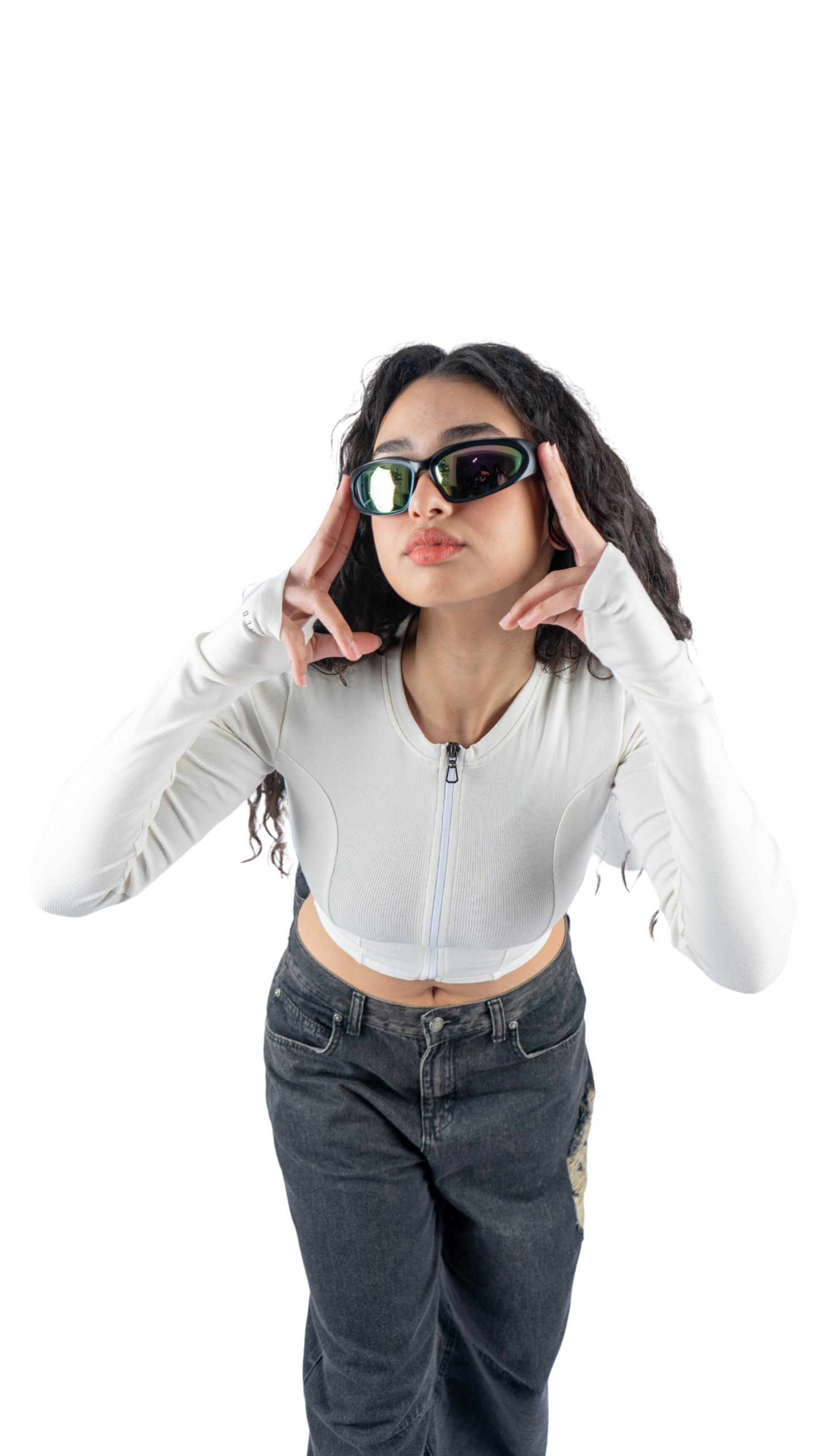 Crop top with zipper -off White