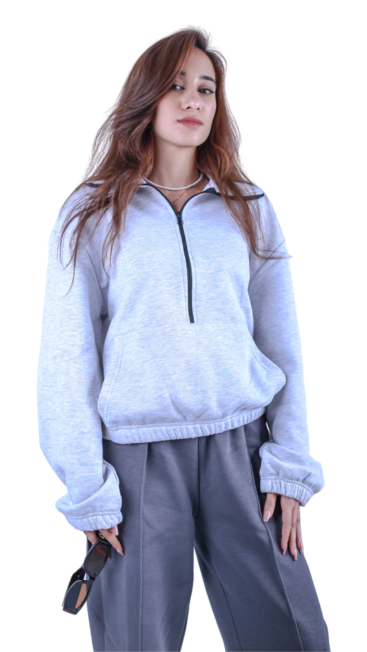 gray quarter zipper