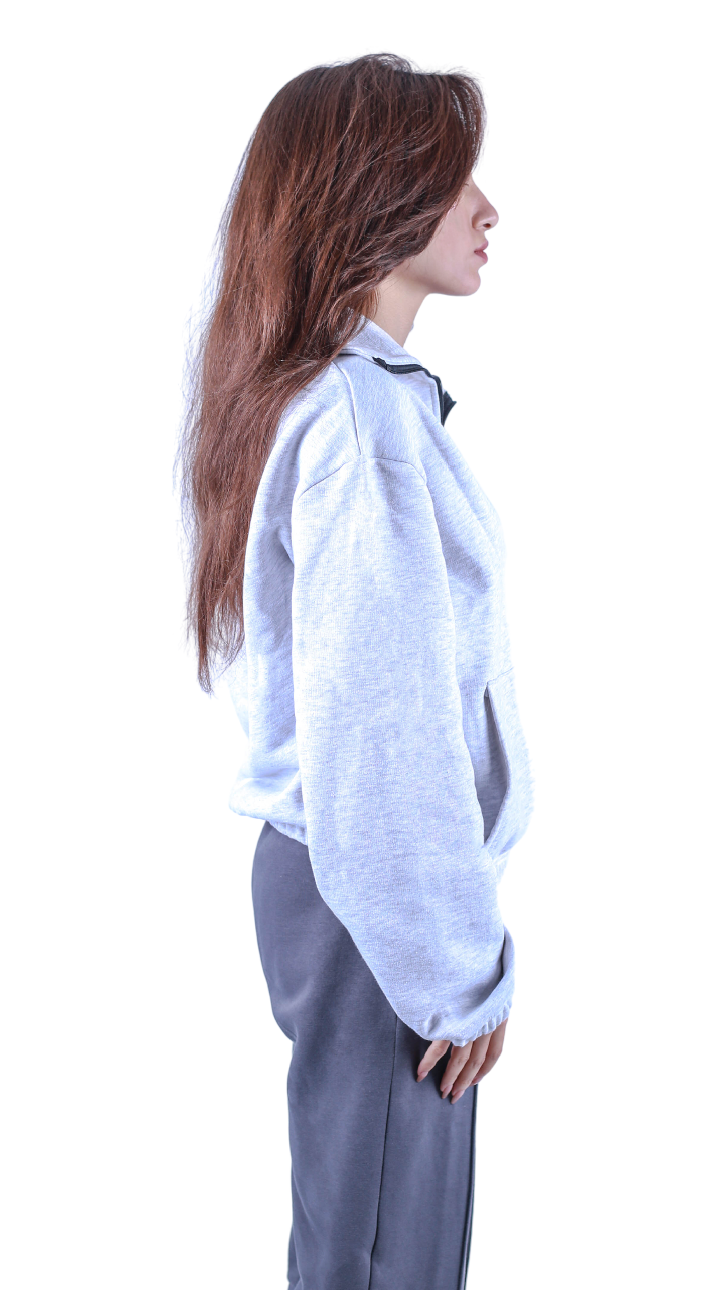 gray quarter zipper
