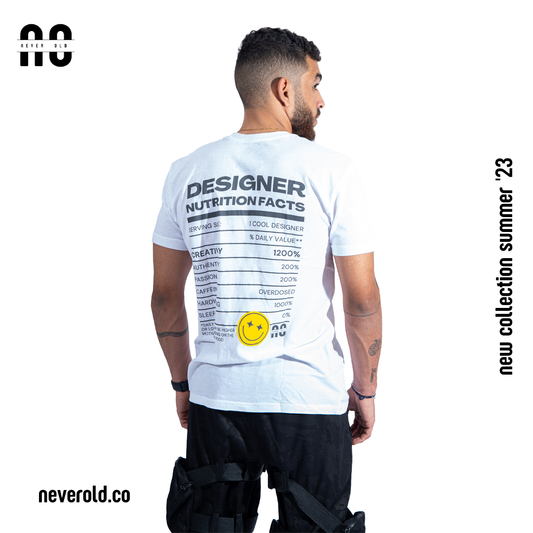 Designer Nutrition facts T-shirt - WHITE