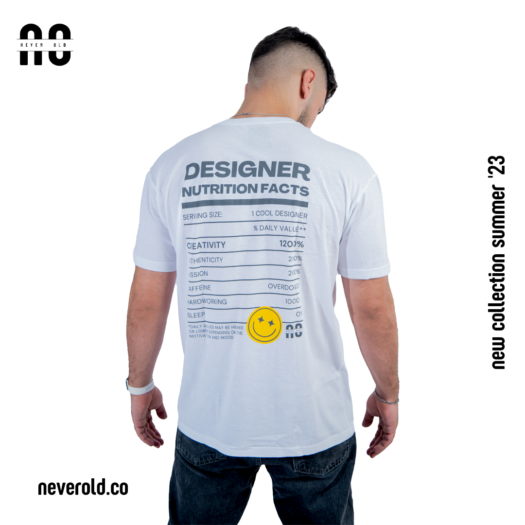 Designer Nutrition facts T-shirt - WHITE
