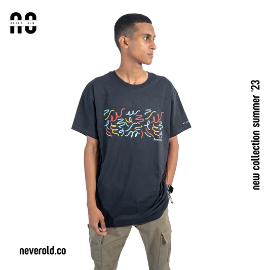 Line pattern T-shirt - Back