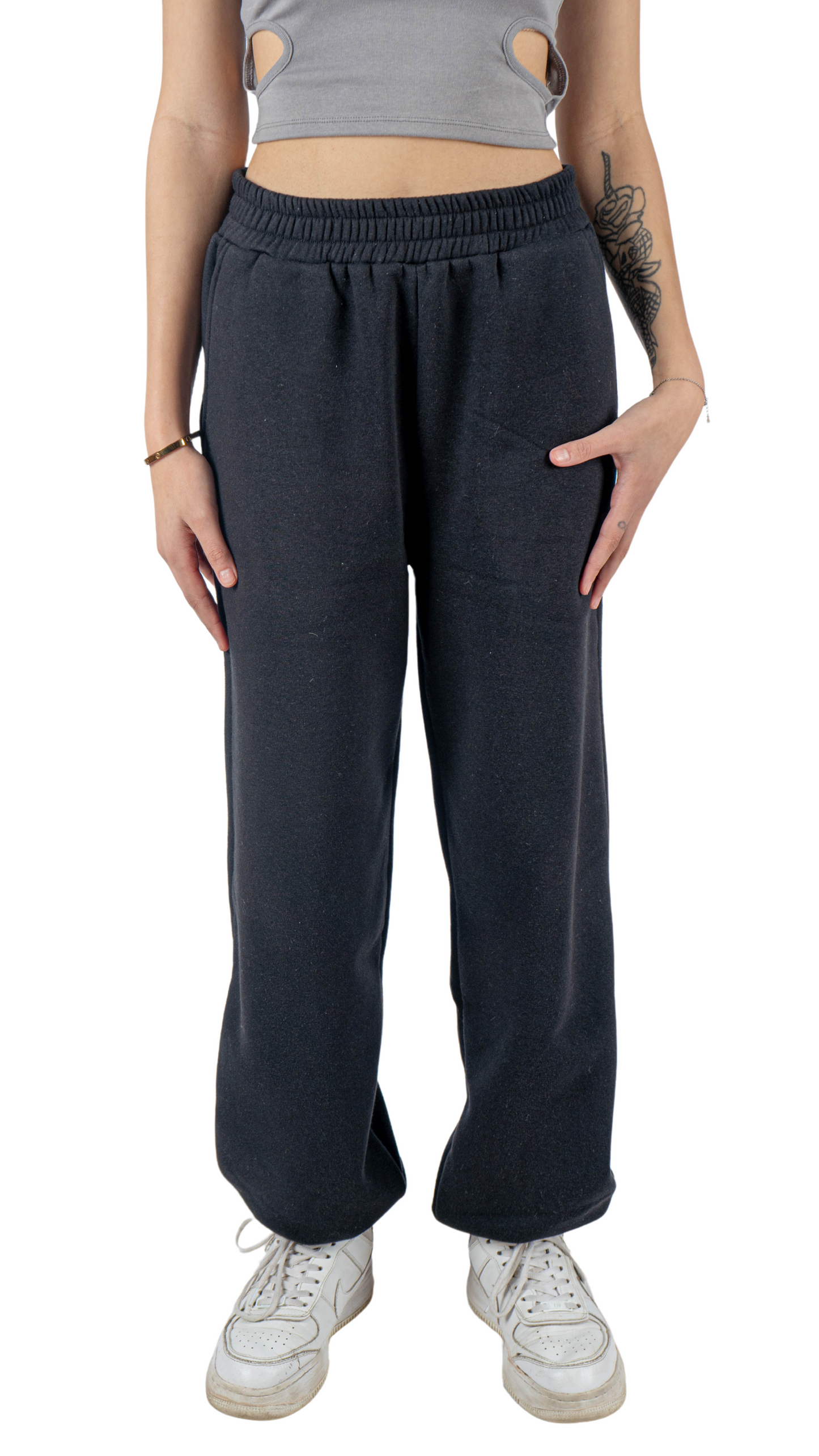 Black wide leg basic Pants