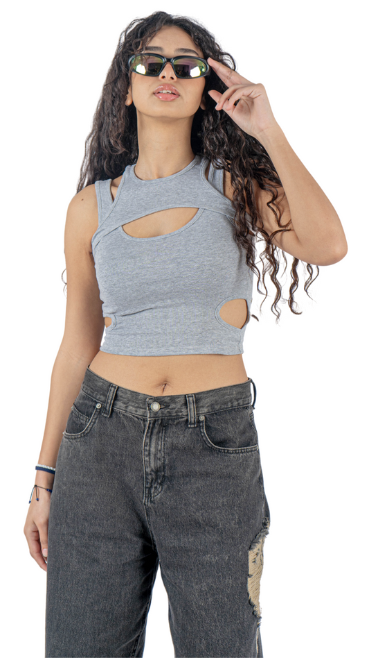 2 piece tank top set - gray