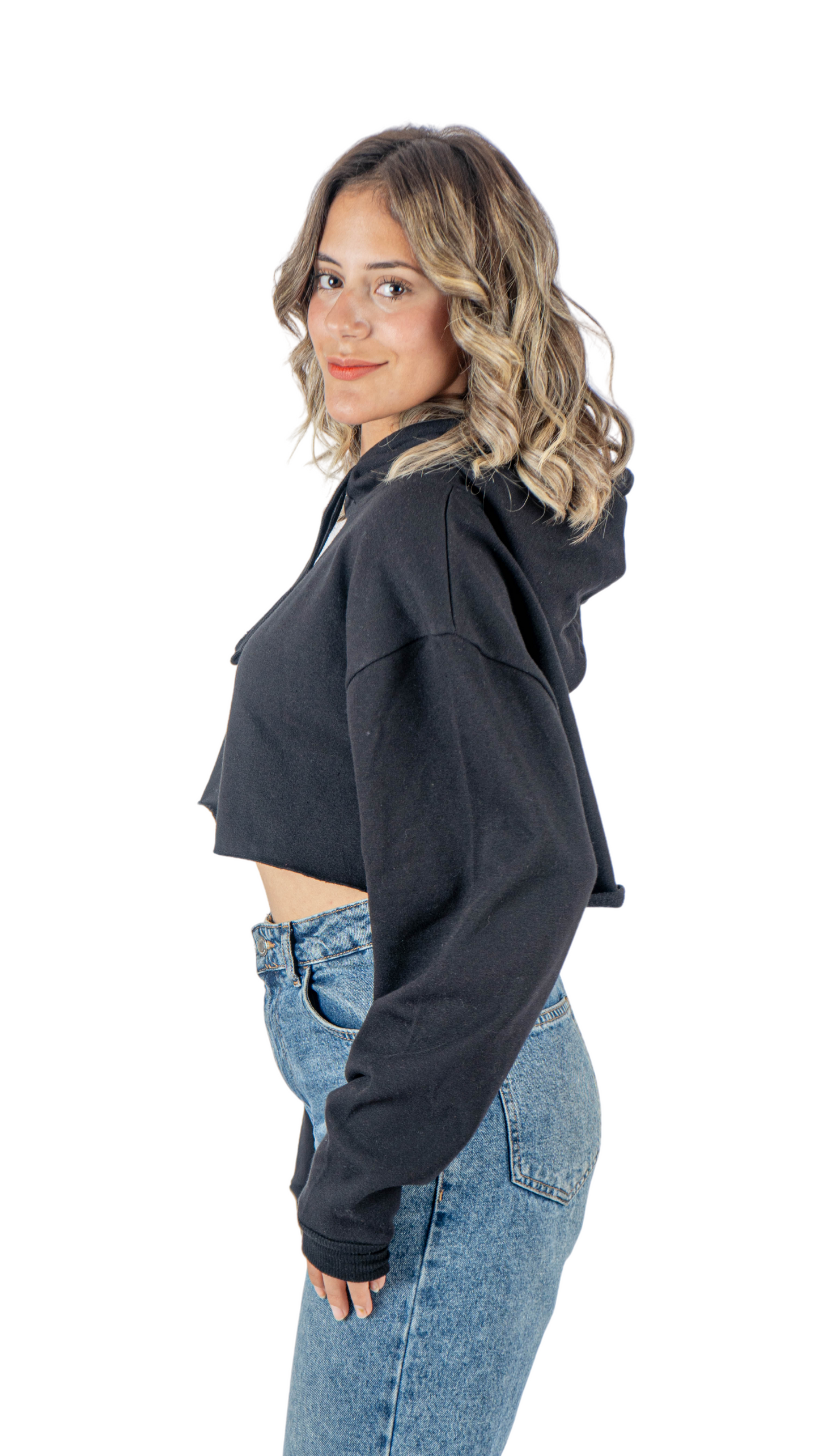 Crop hoodie - black