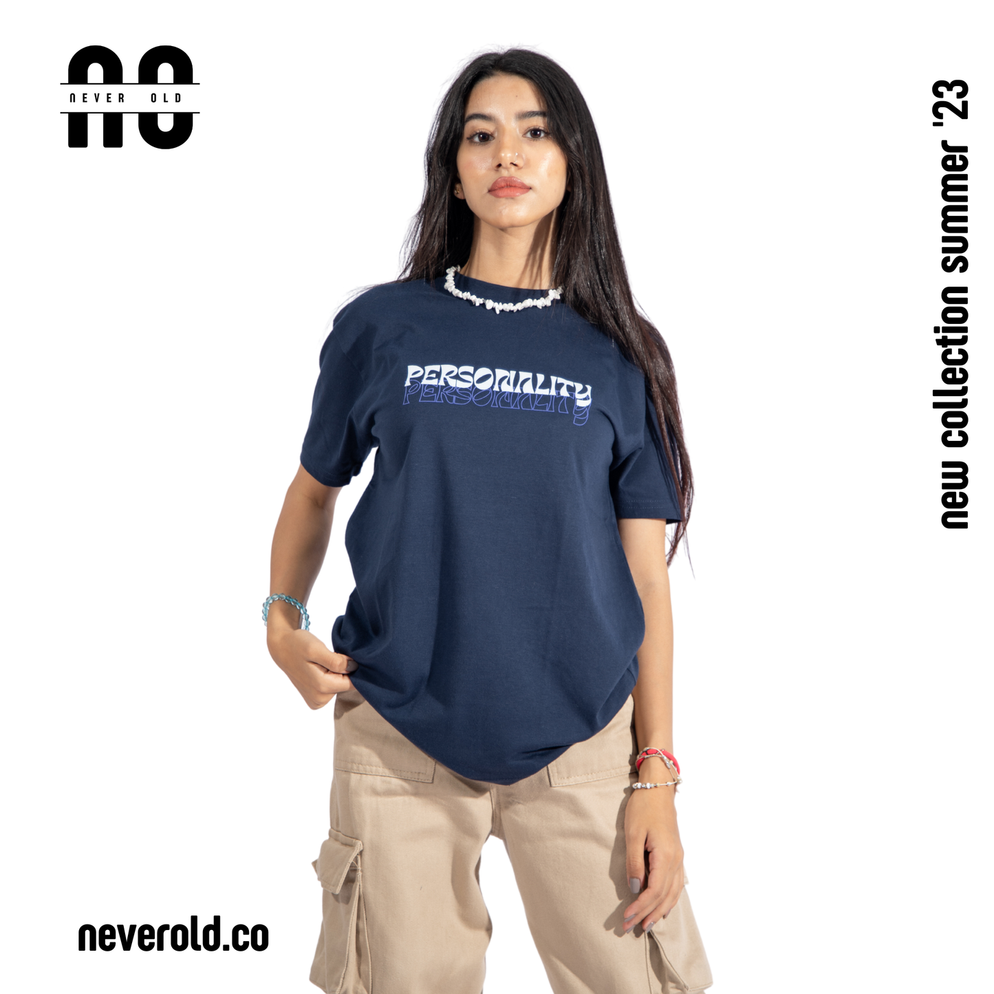 Personality t-shirt -Dark blue in blue