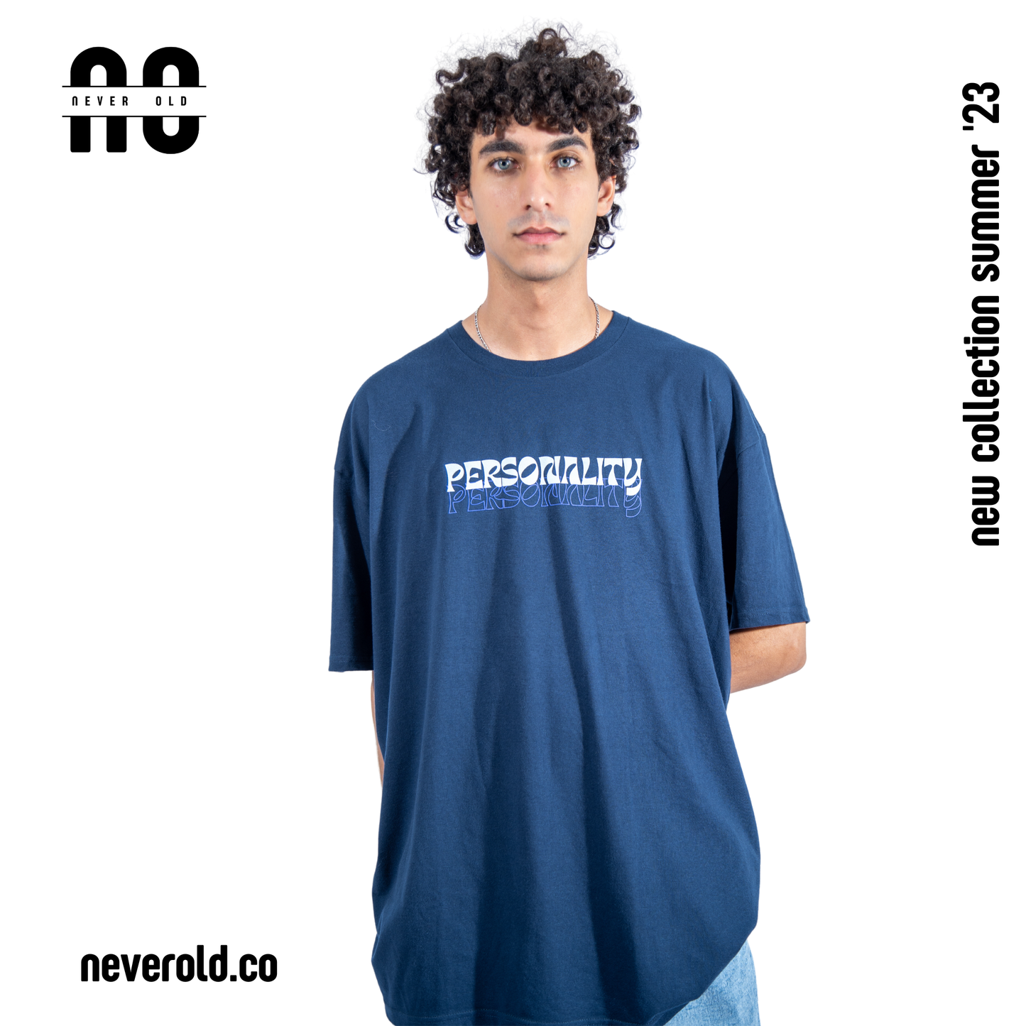 Personality t-shirt -Dark blue in blue