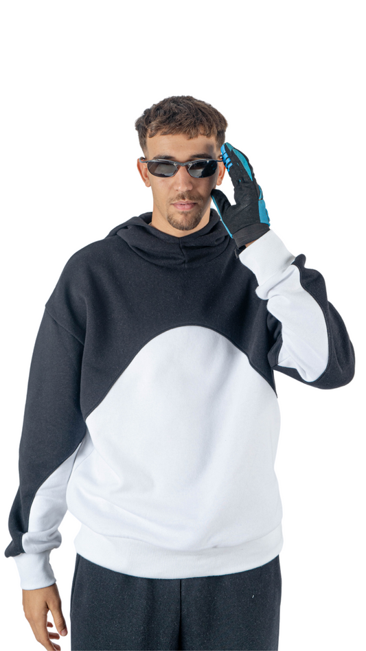 001 hoodie black in white