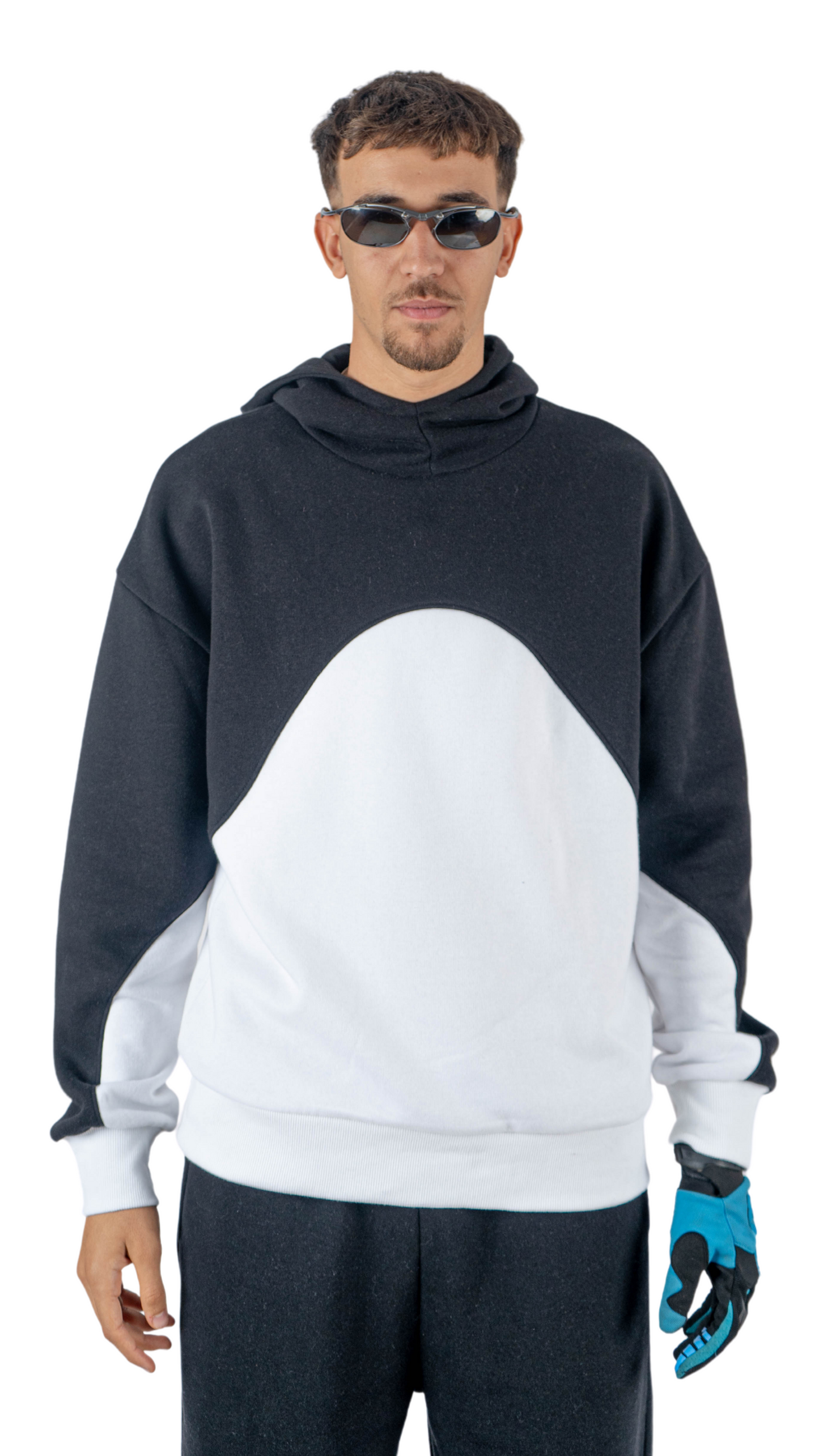 001 hoodie black in white