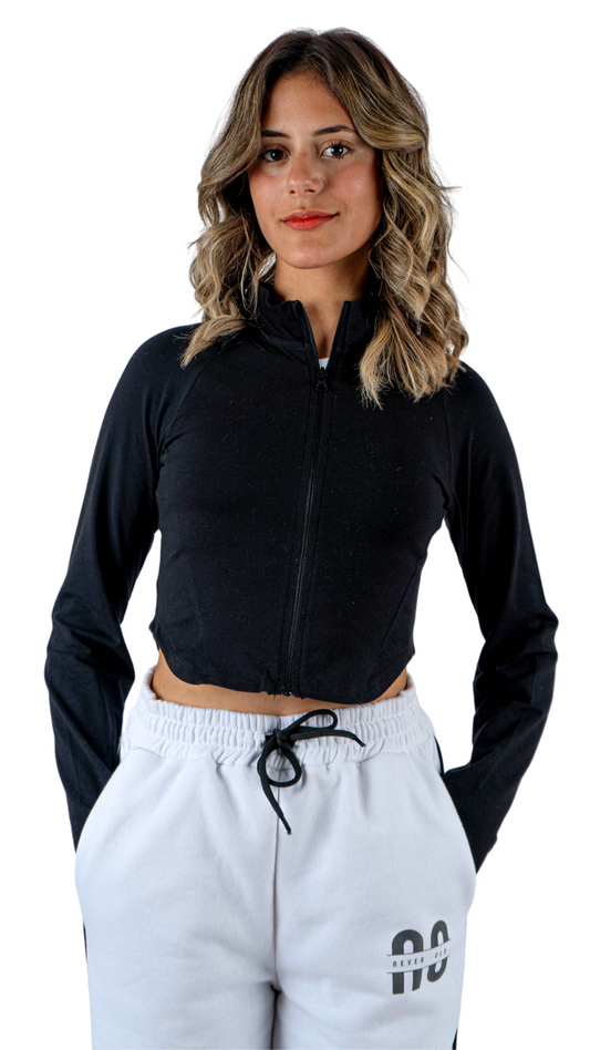 top with zipper - black