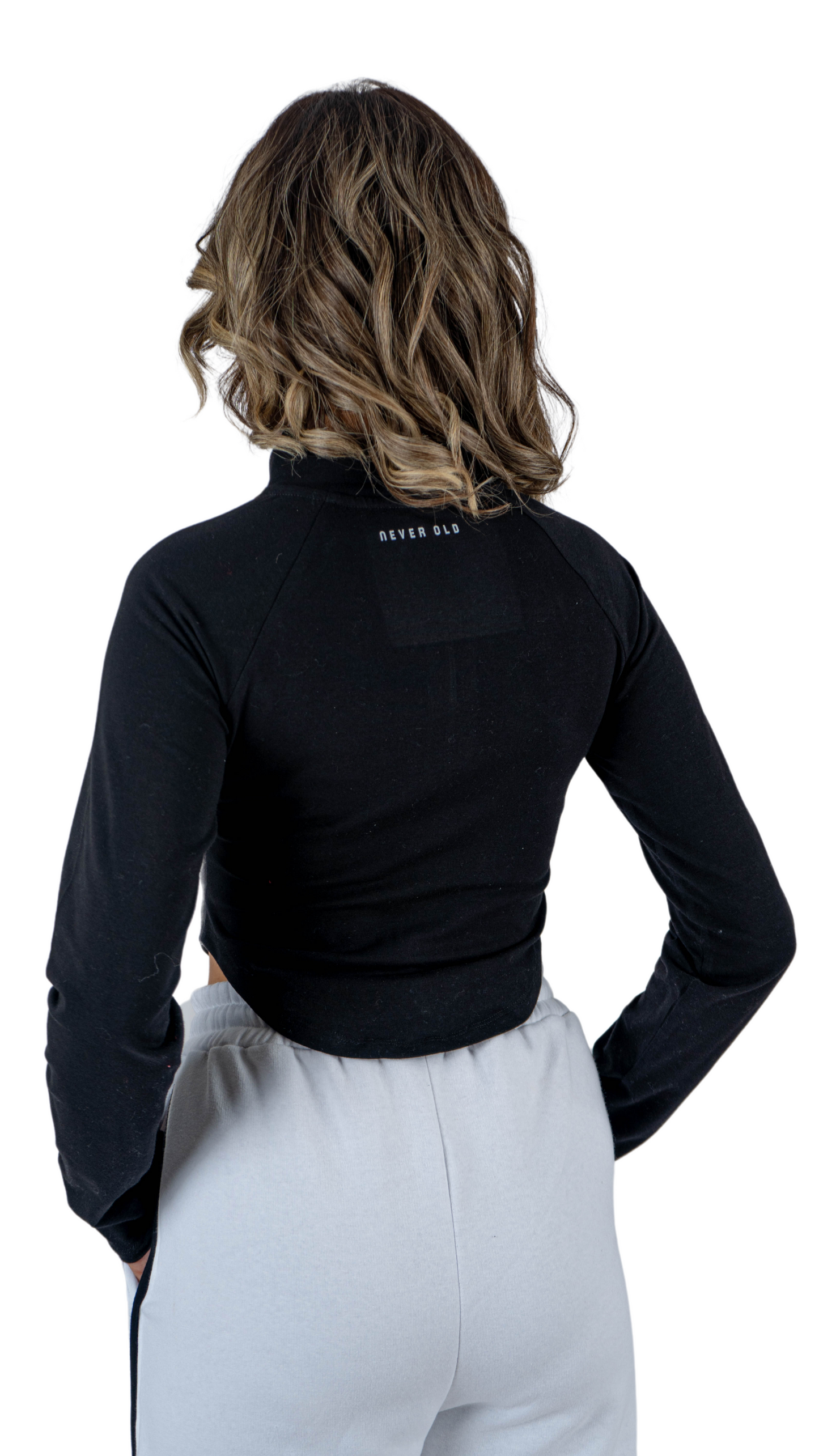 top with zipper - black