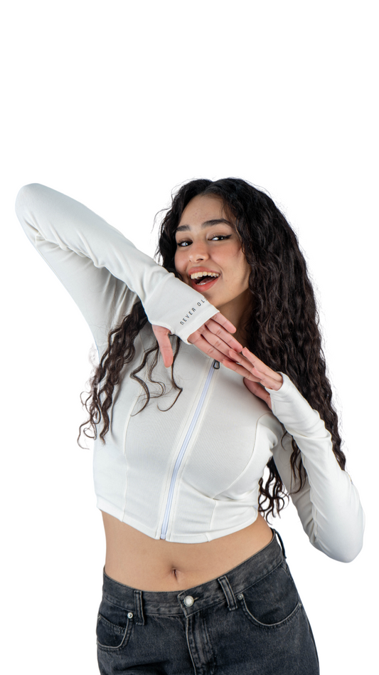 Crop top with zipper -off White
