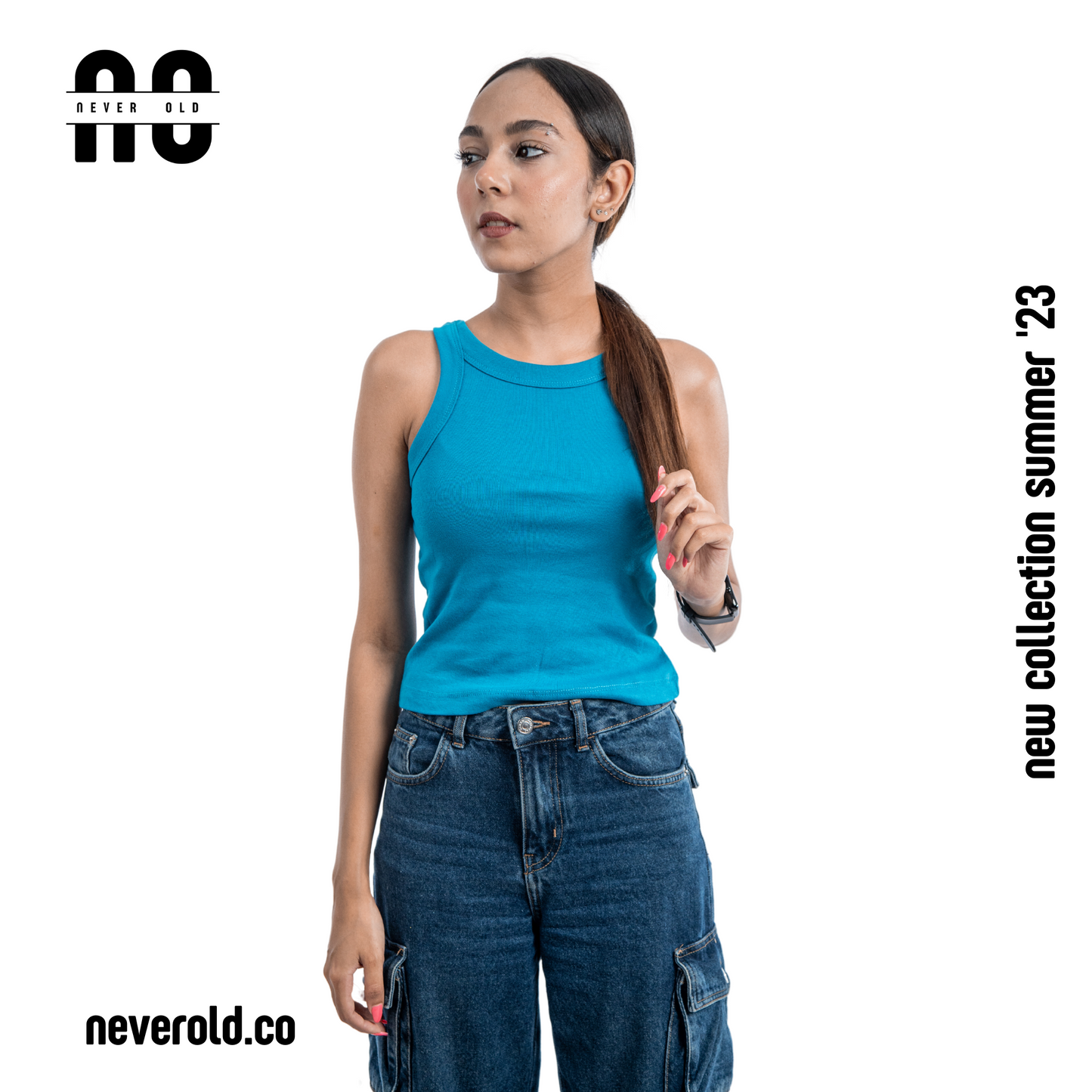 low crop top - pacific blue