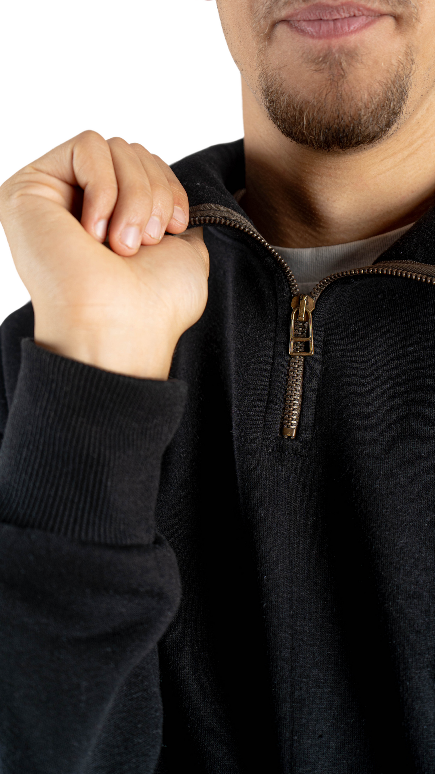 quarter zipper - black