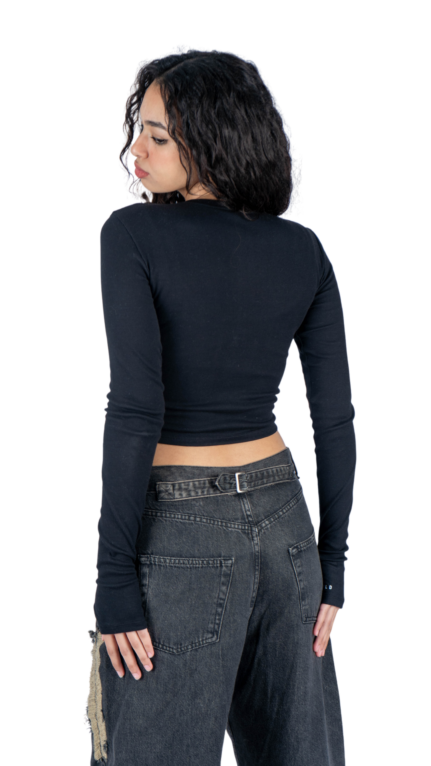 crop top with zipper - black