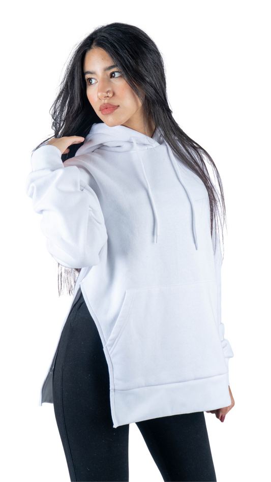 One side hoodie cut - white