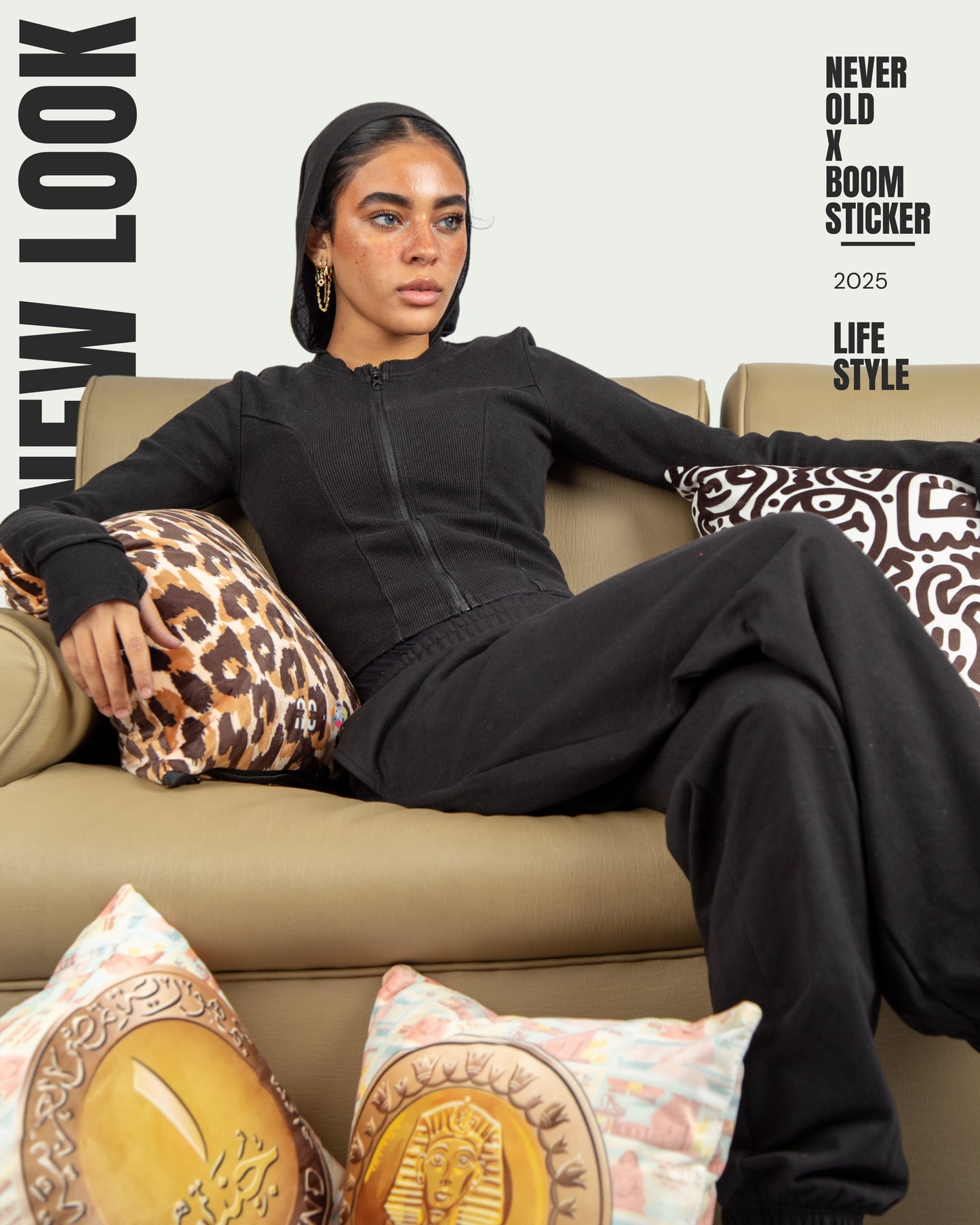 Pattern 1 Polyester Cushion Black and white