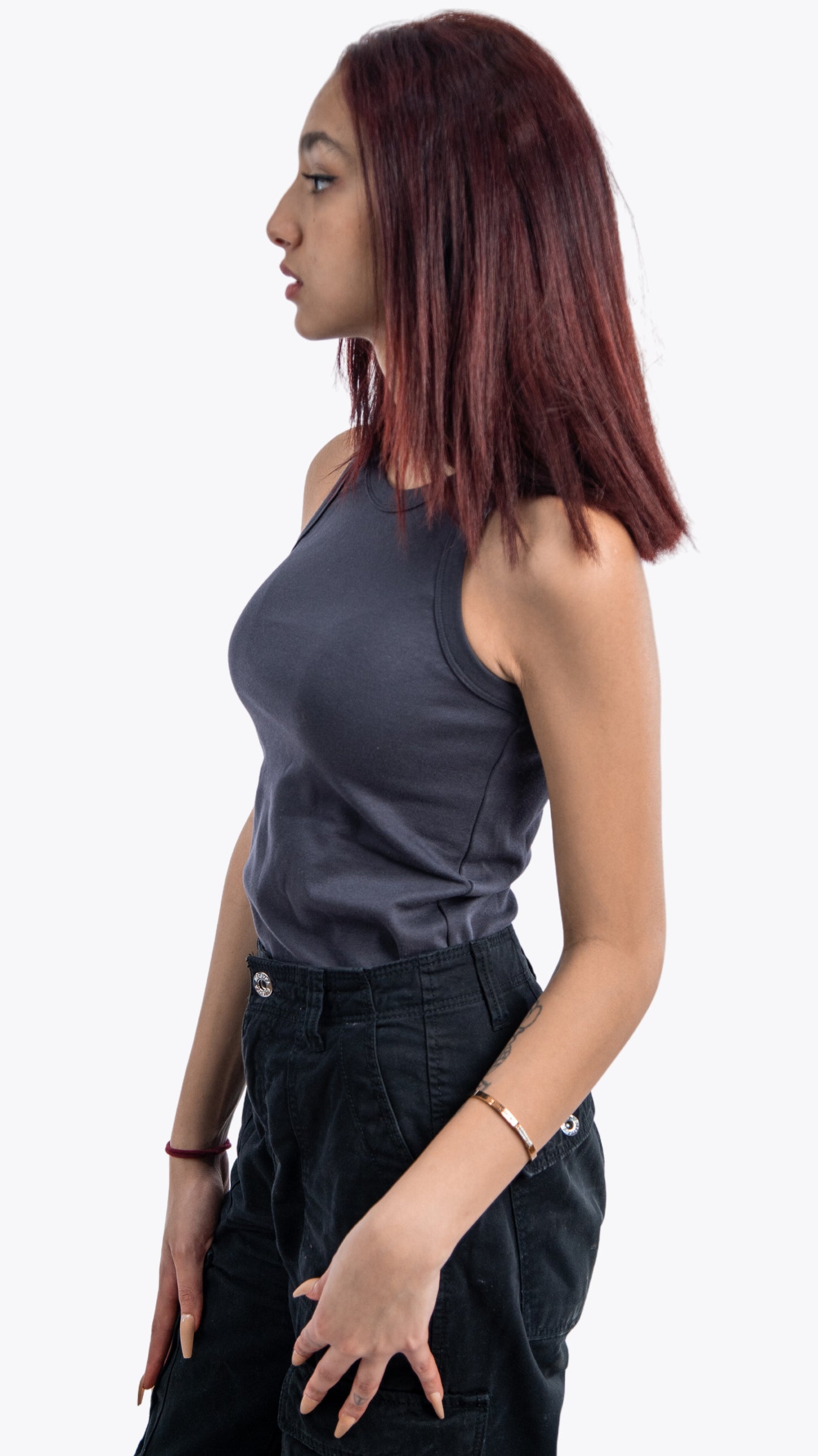 Long Tank top -Quartz Gray