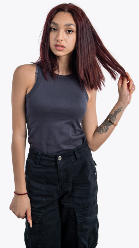 Long Tank top -Quartz Gray