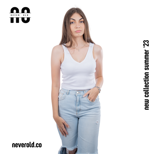 v cut top -White