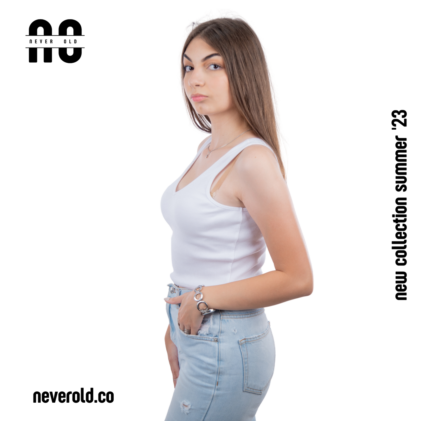 v cut top -White