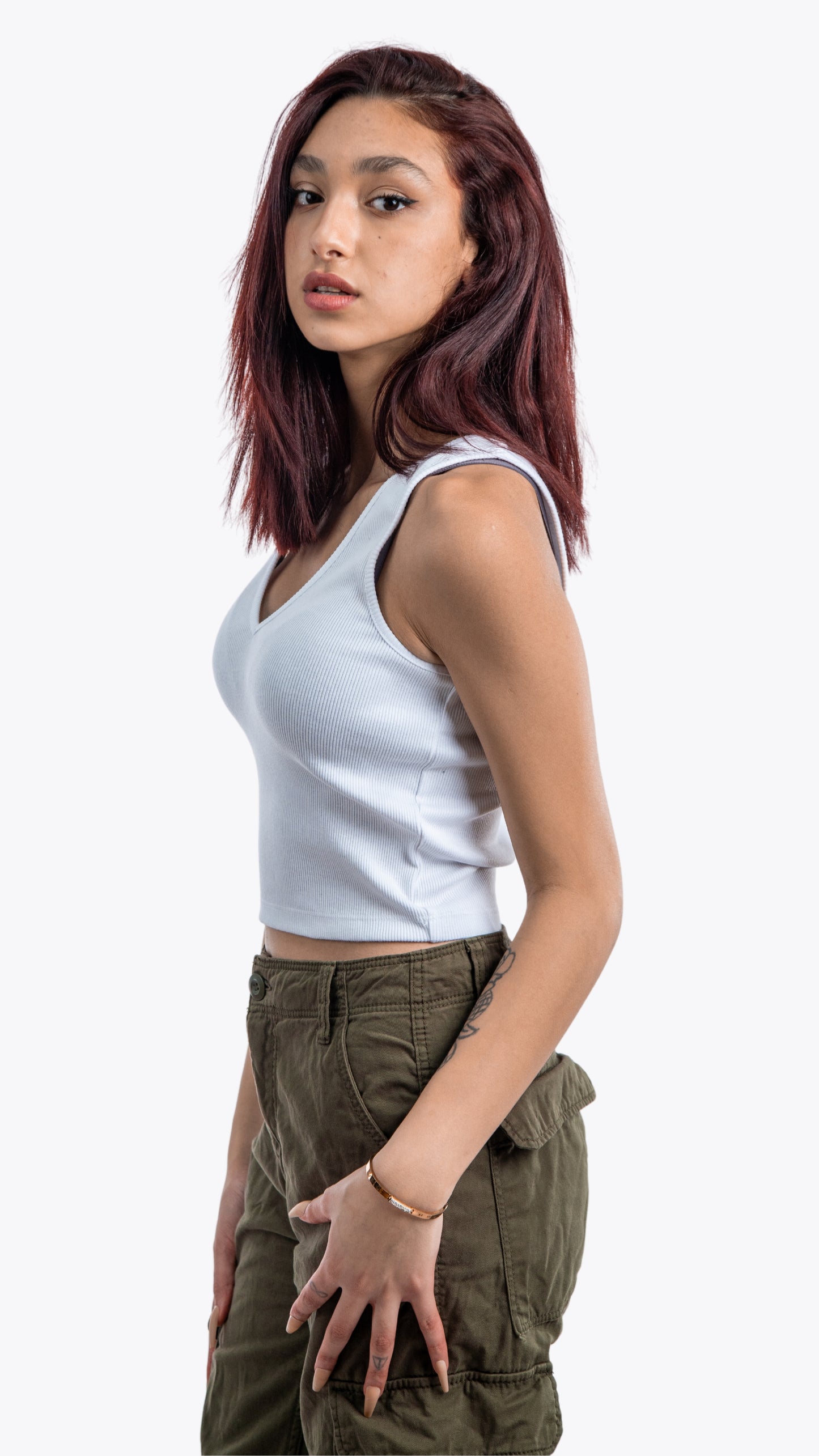 v cut top -White