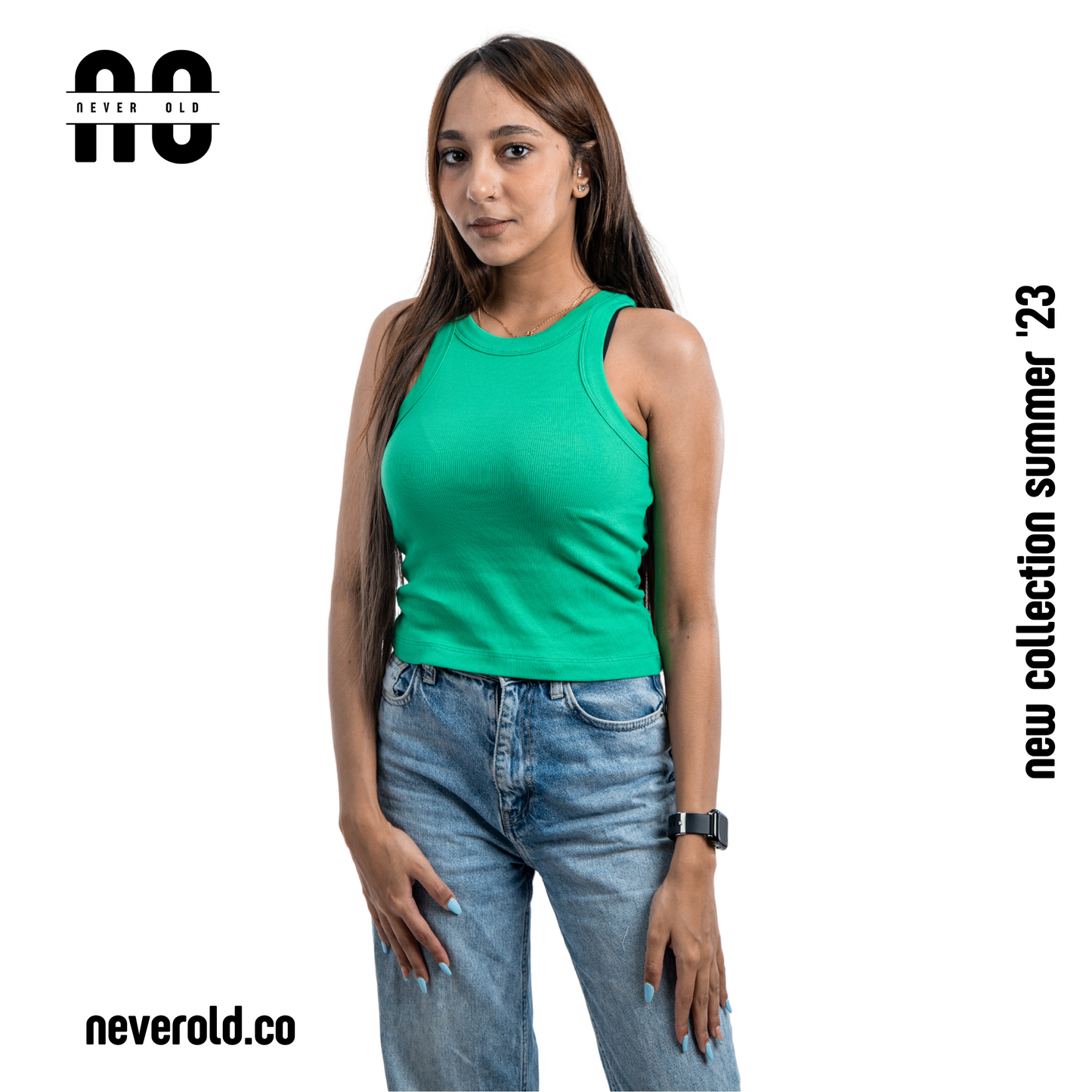low crop top - green