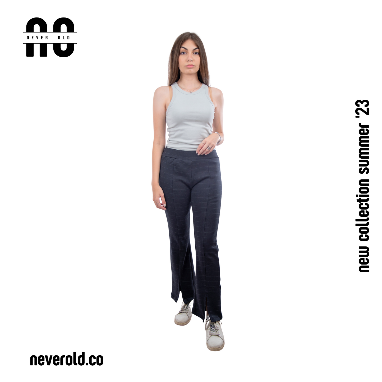 Rib pant - Black in white line