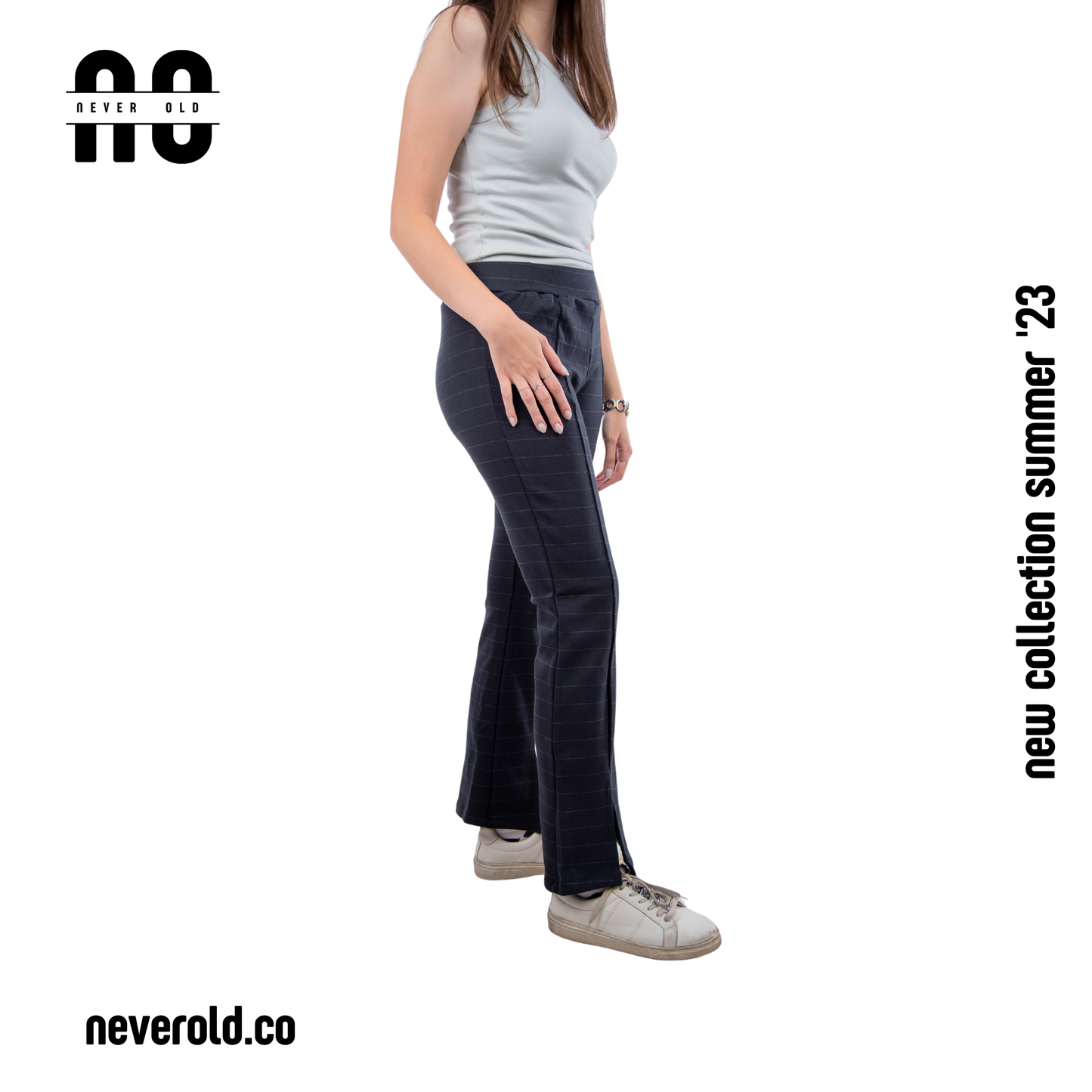Rib pant - Black in white line