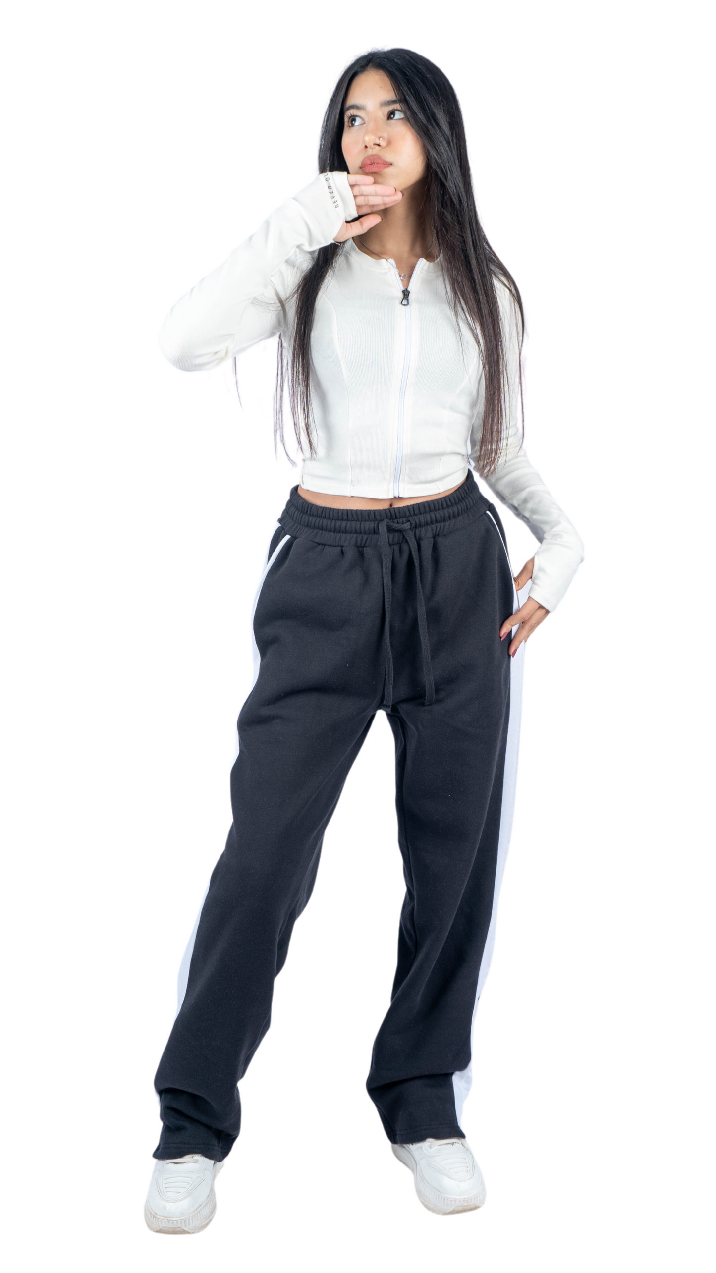 Crop top with zipper -off White