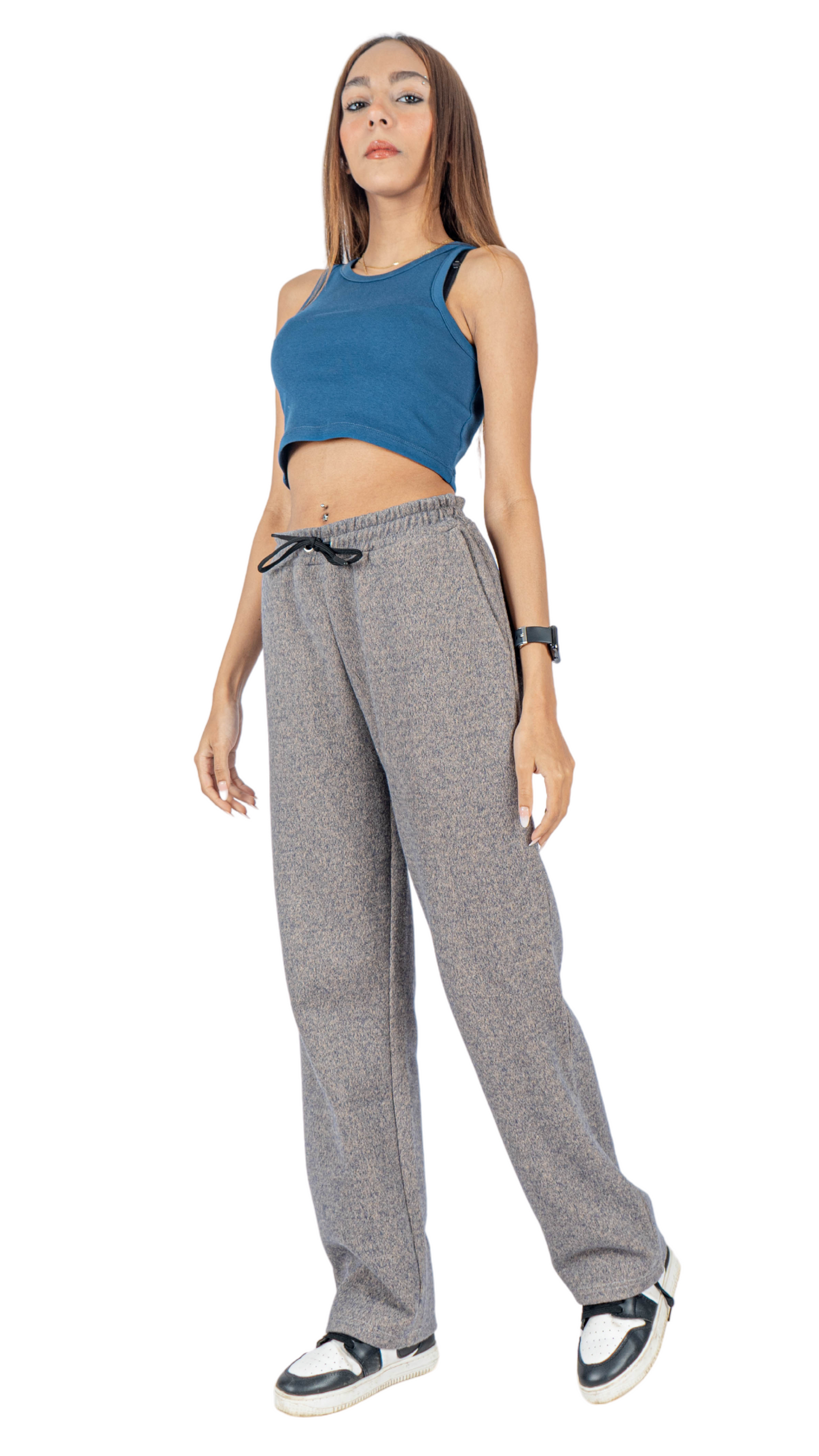 Gray wide leg basic Pants