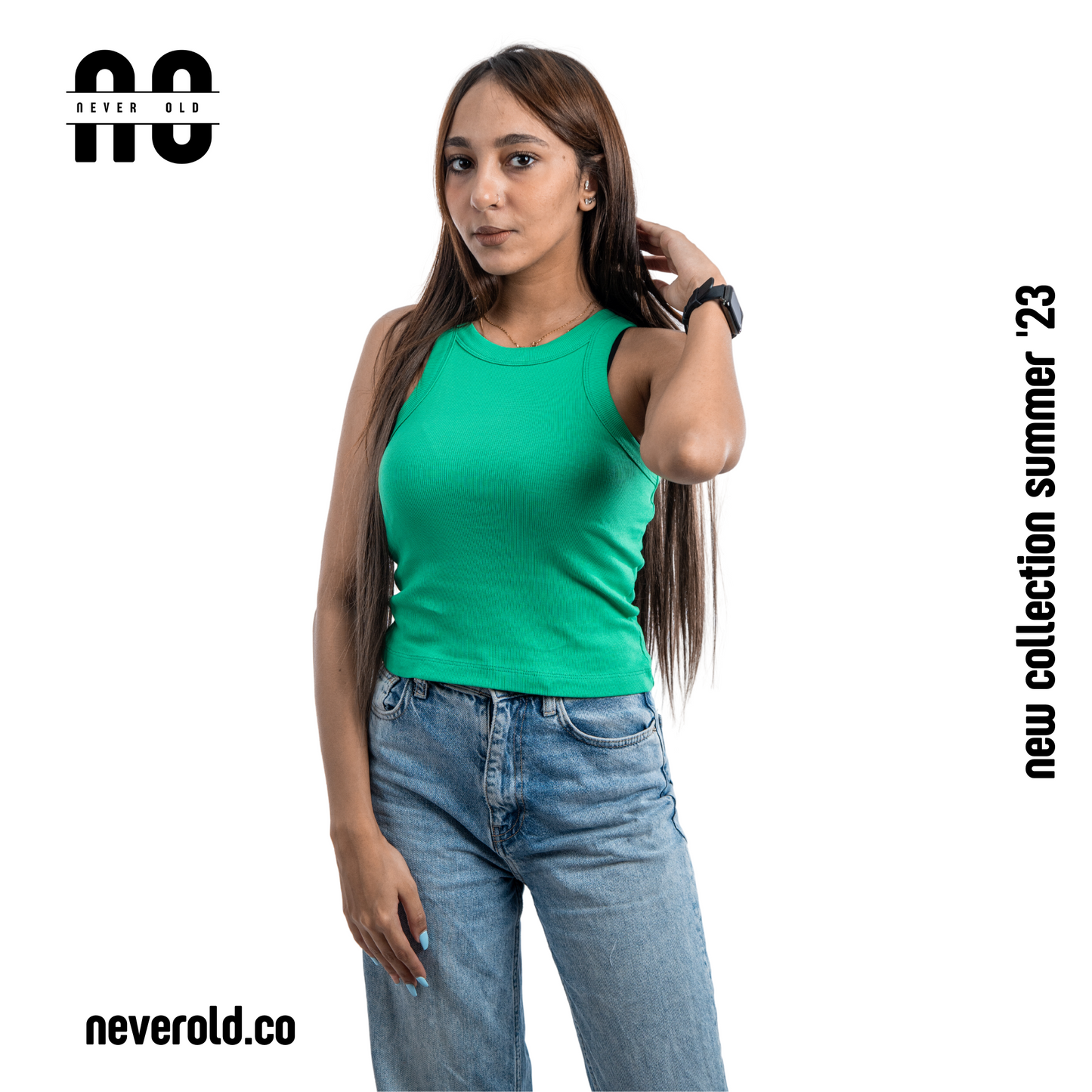 low crop top - green