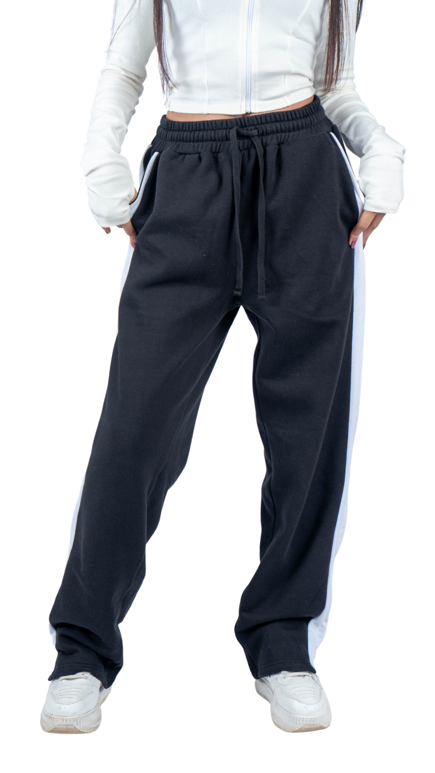 LINED PANTS - black in white